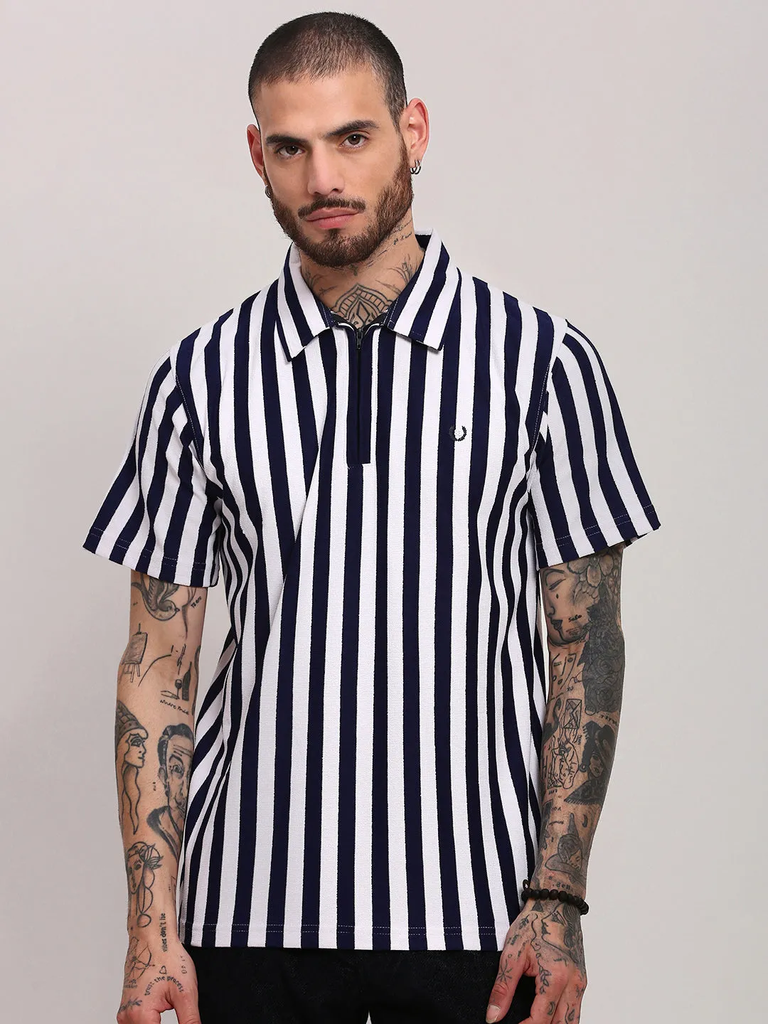 Weatherproof Outerwear Men's Navy Blue Striped Classic T-Shirt
