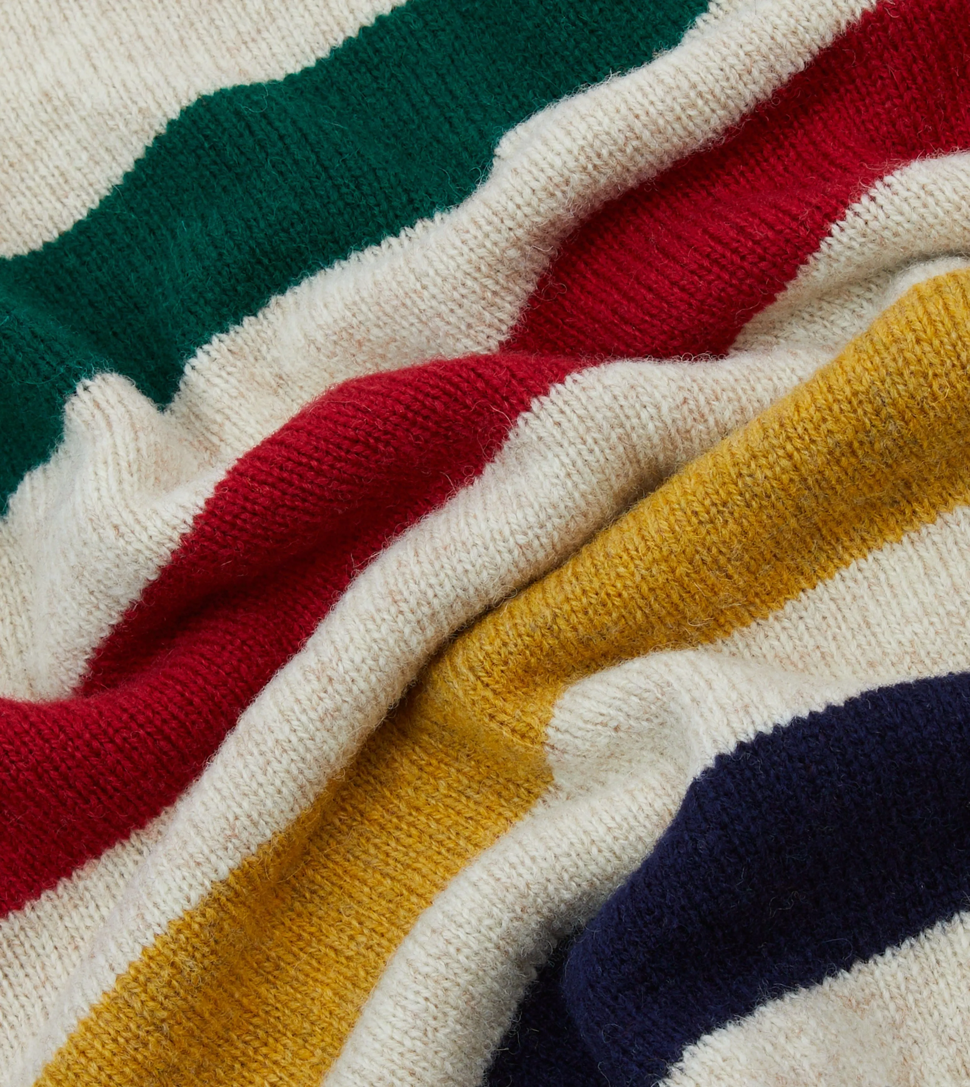 Ecru Multi Thick Stripe Brushed Shetland Crew Neck Jumper HeatTrapping Fibers QuickDry Fibers