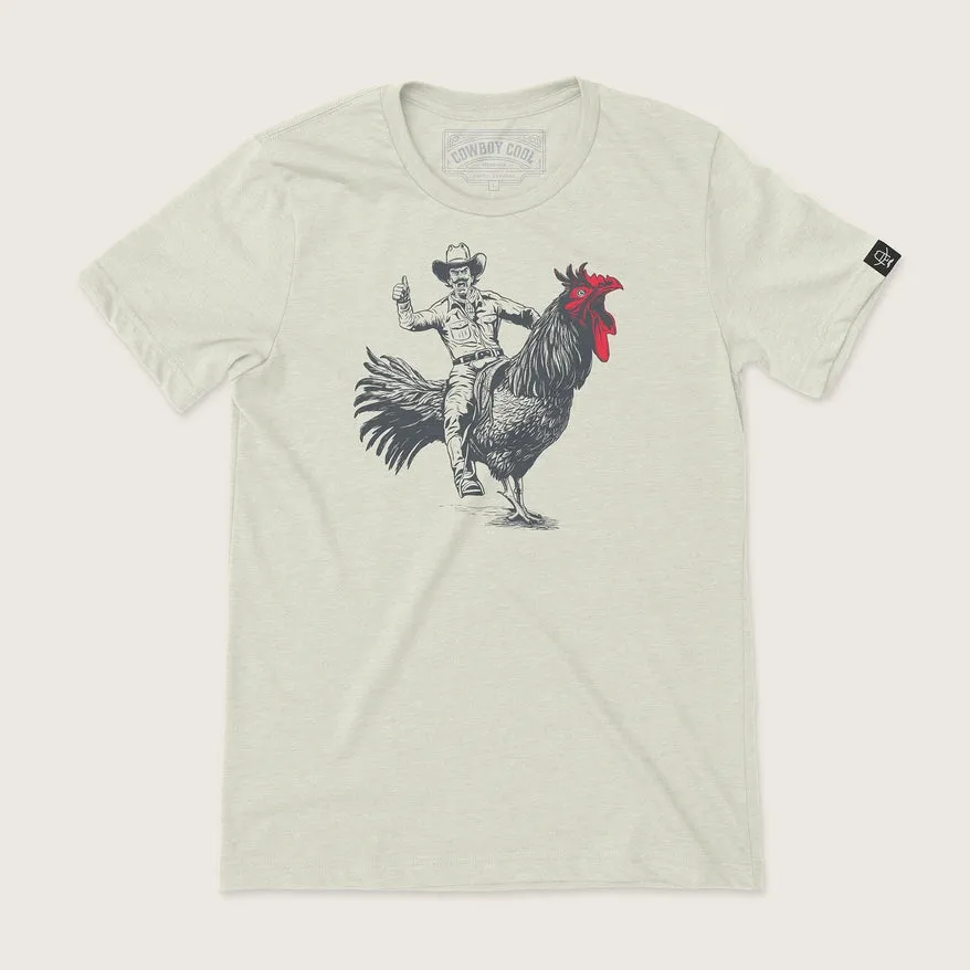 All Season Wear DropShoulderDesign Cowboy Cool "Rooster Roundup" Graphic Tee in Heather Dust