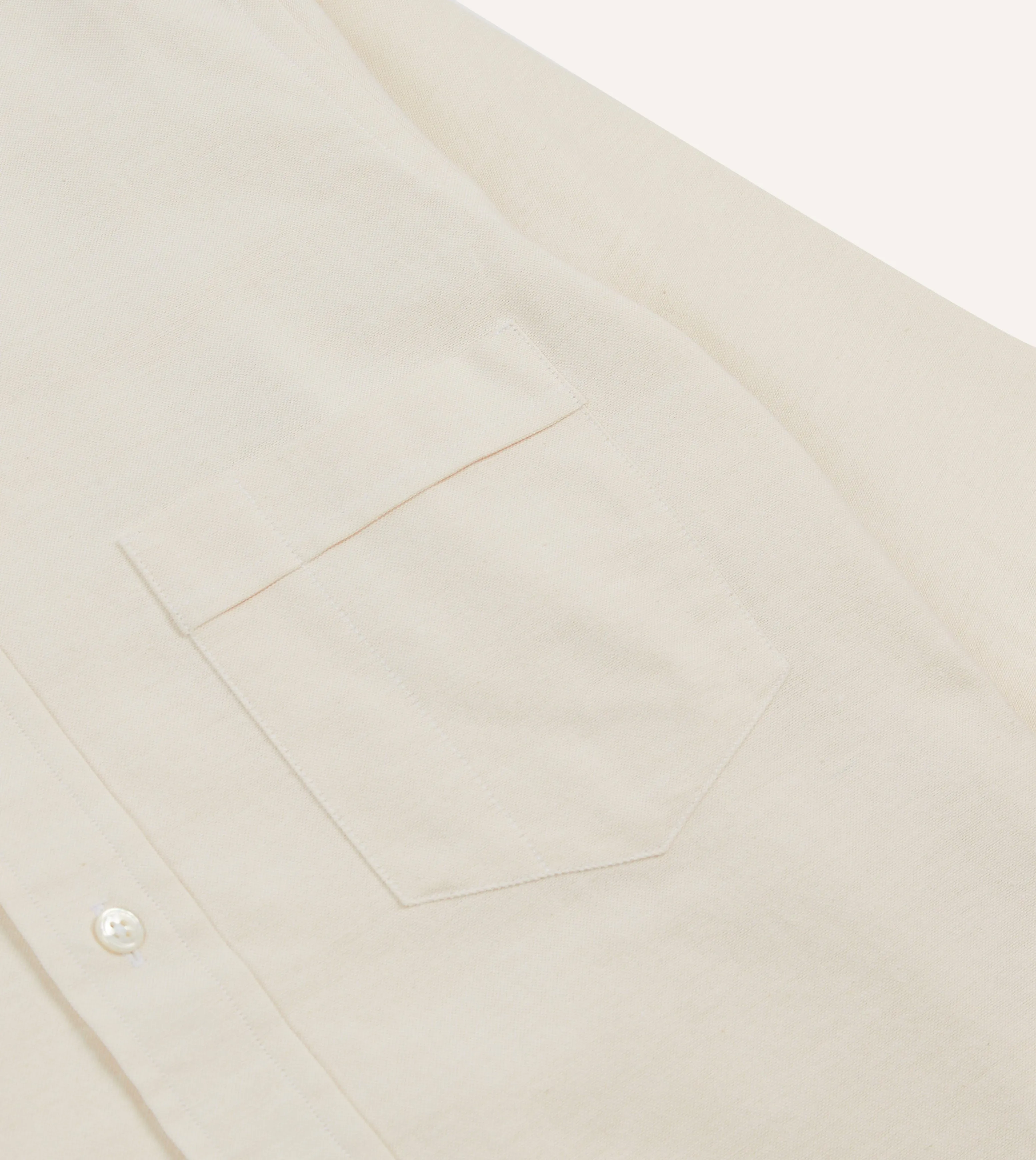 Cream Cotton Oxford Cloth Long Point Collar Shirt BiodegradableMaterial