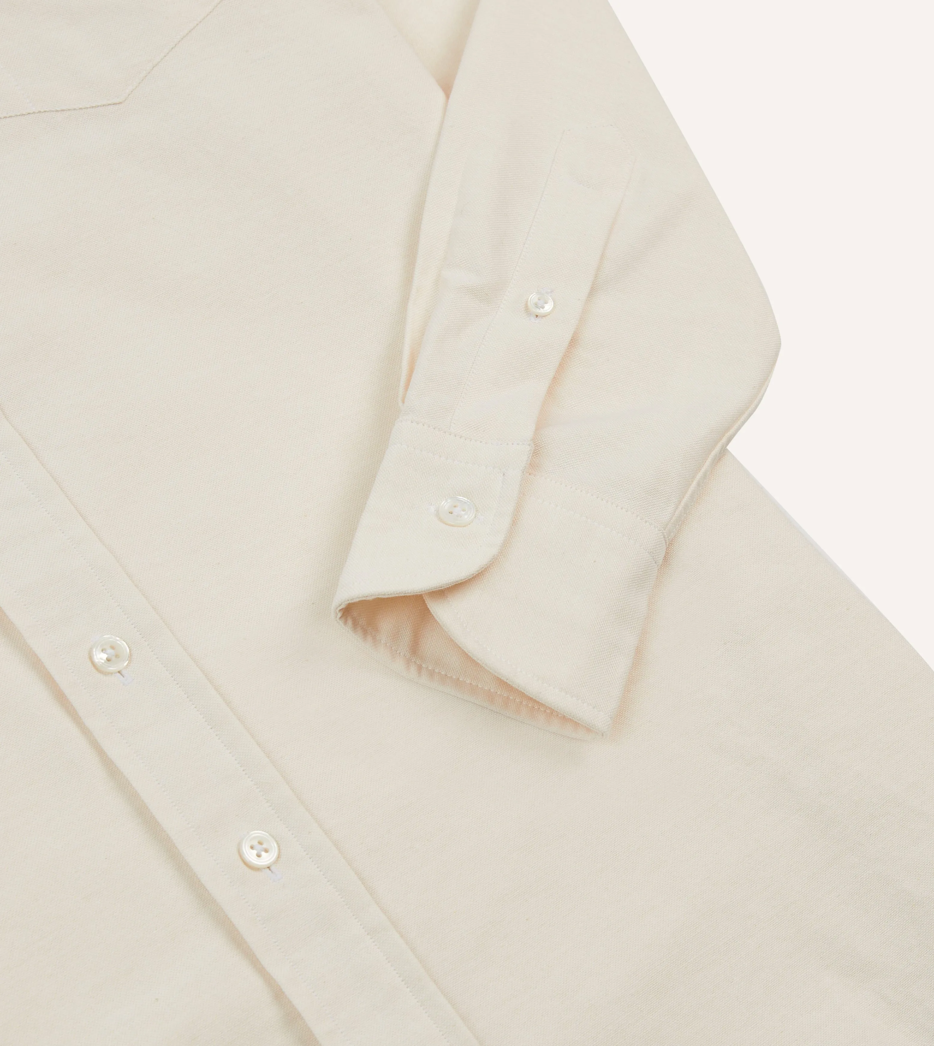 Perfect Layer Wear Boat Neck Cream Cotton Oxford Cloth Long Point Collar Shirt