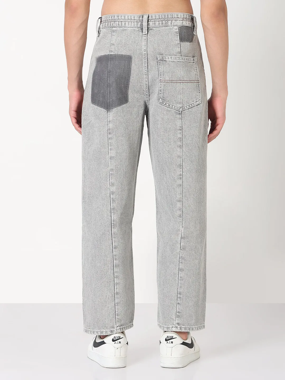 Men's Grey Washed Straight Fit Jeans Premium Fit