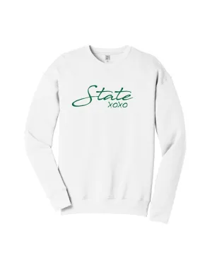 Versatile Jacket Ink Detroit State XOXO Crewneck Sweatshirt - Green & White