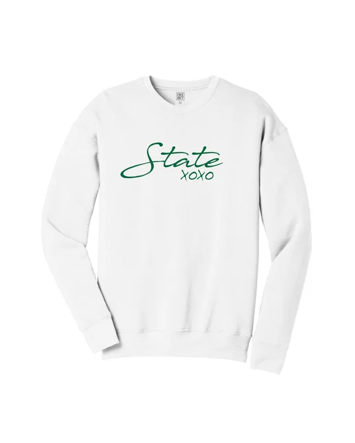 Versatile Jacket Ink Detroit State XOXO Crewneck Sweatshirt - Green & White