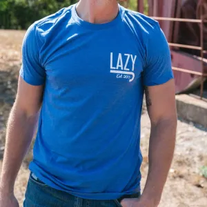 Lazy J Ranch Wear Royal Blue Bully T-Shirt Crew neck classic Fun and Relaxed