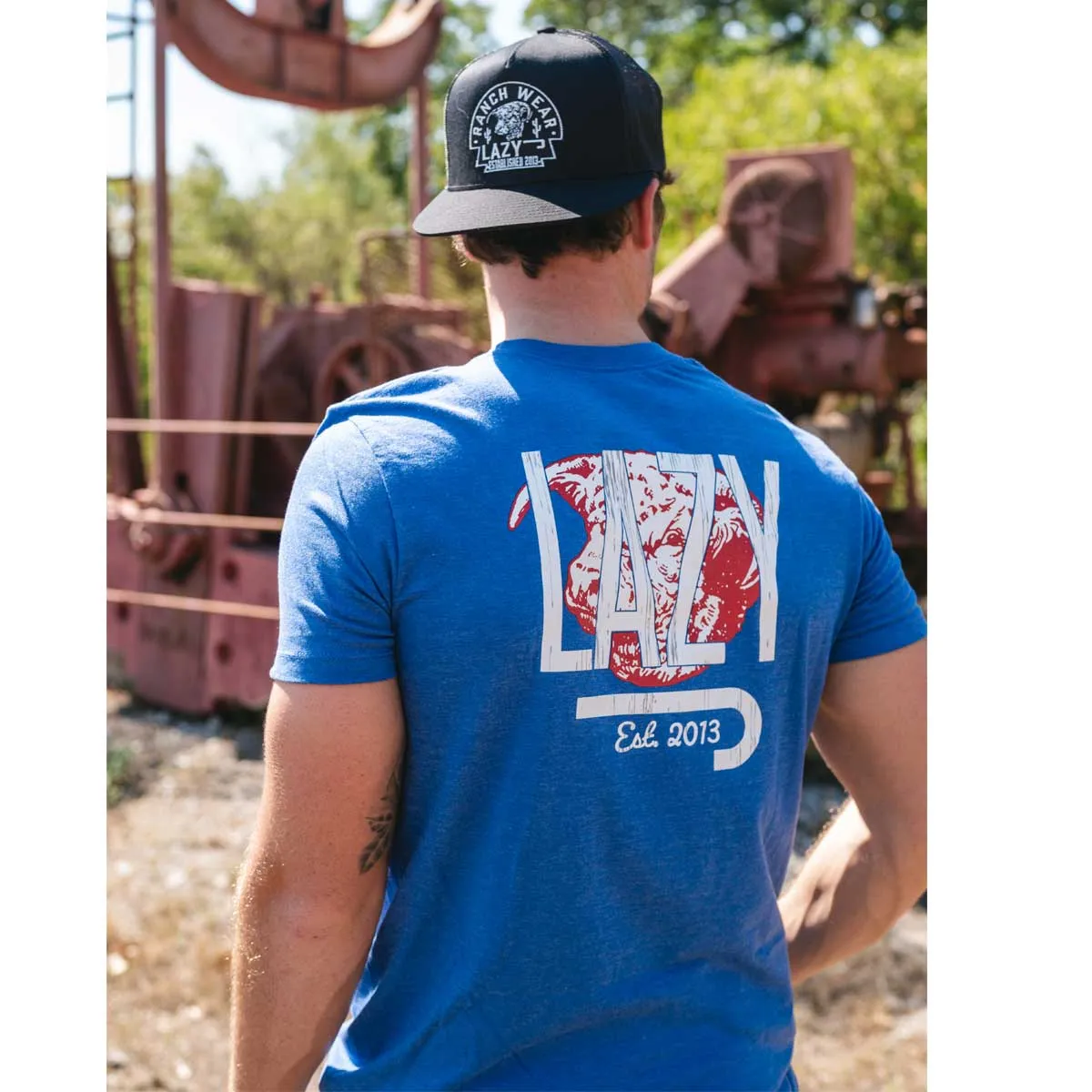 Lazy J Ranch Wear Royal Blue Bully T-Shirt Anti Shrinkage Treatment