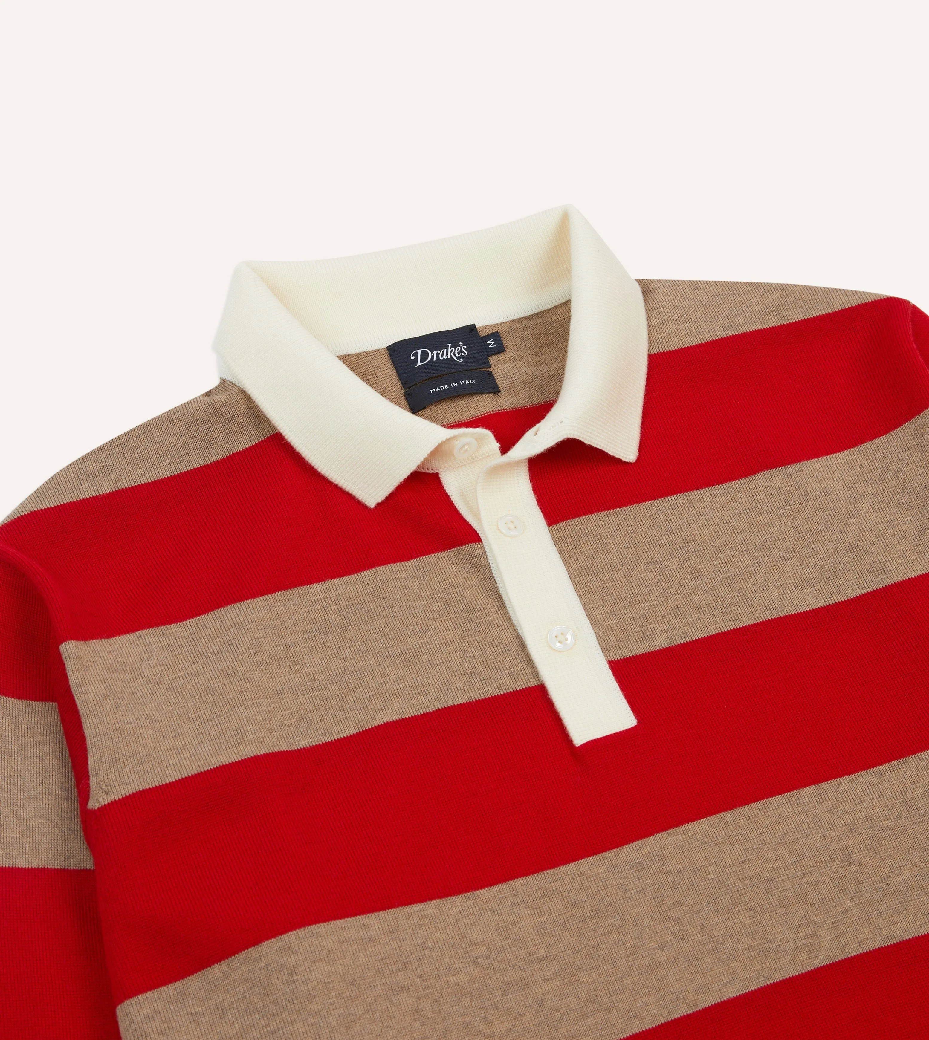Red and Tan Block Stripe Knitted Rugby Shirt Layered Look Wear