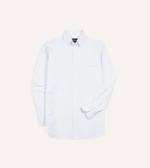 Sky Ticking Stripe Cotton Oxford Cloth Button-Down Shirt Flattering Cut