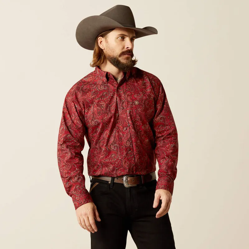 Ariat Men's Jaydon L/S Classic Fit Western Button Down Shirt in Red Paisley All-Season Comfort Cozy Touch