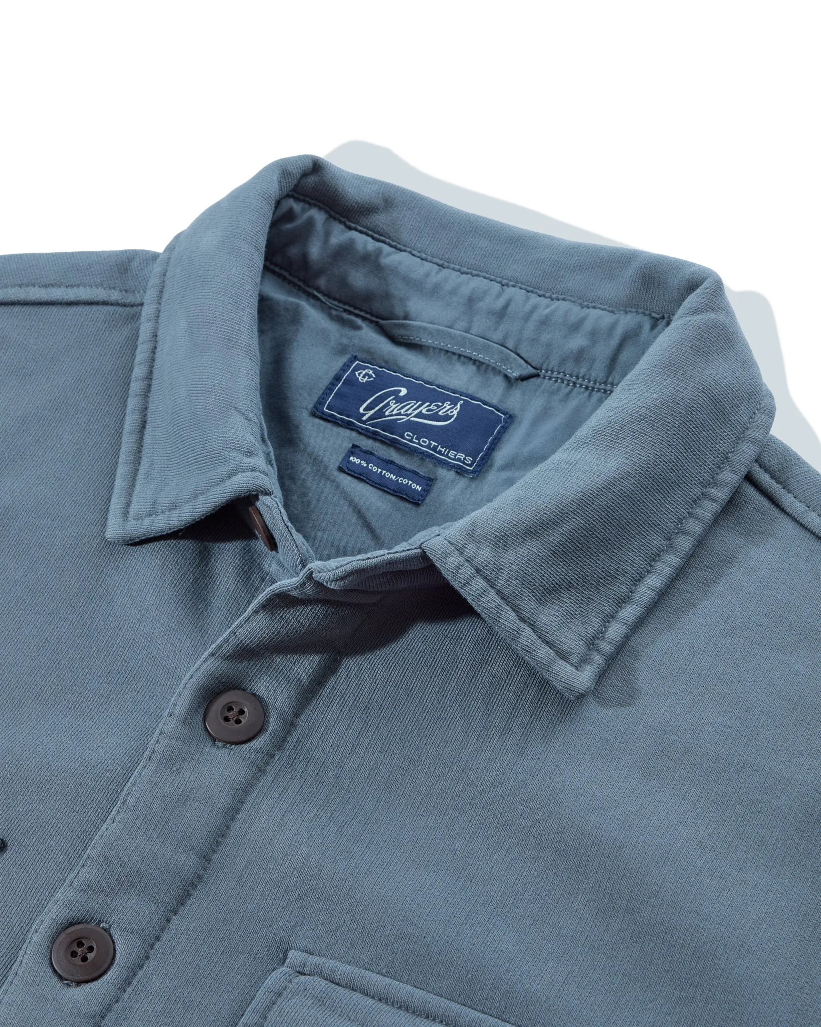 Defender Terry CPO Jacket - Dark Slate Hidden Zipper Anti Pilling Texture