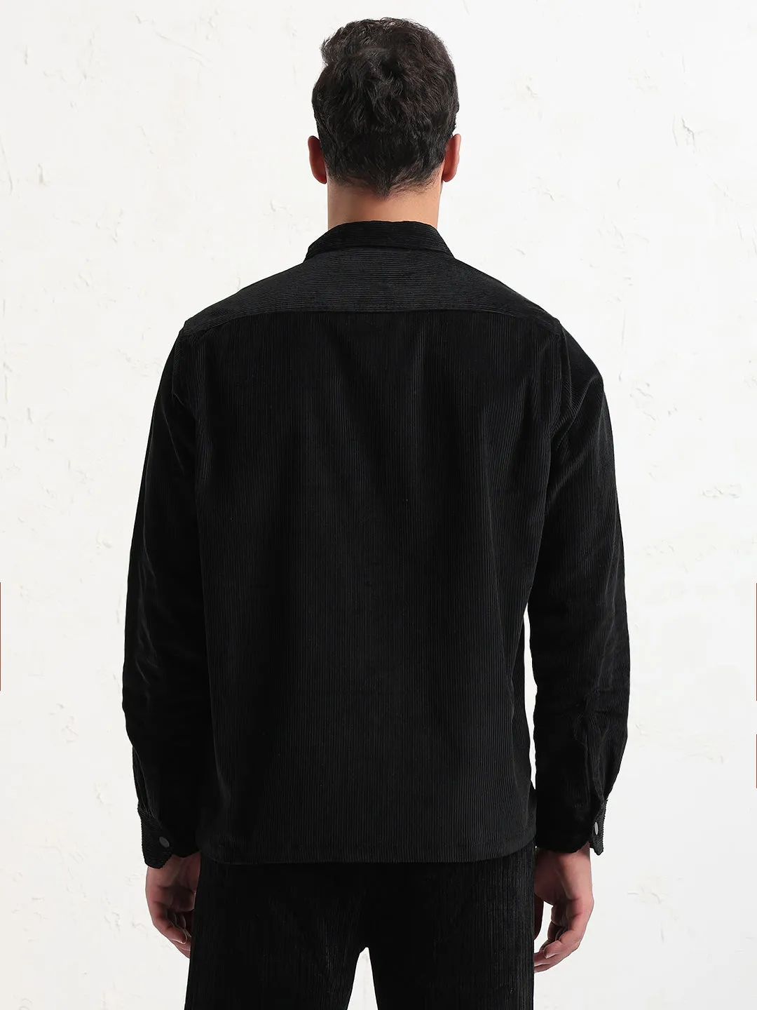 Men's Black Solid Slim Fit Shirt Fire Glow