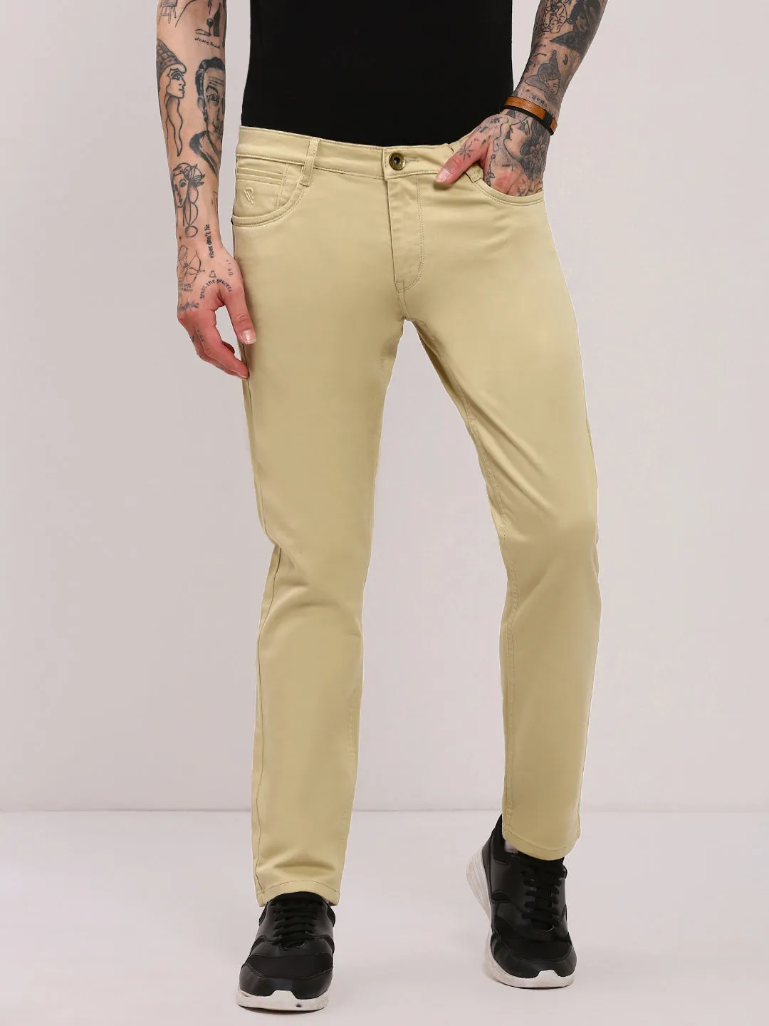 Men's Khaki Slim Fit Jeans Non Irritating Inner Lining