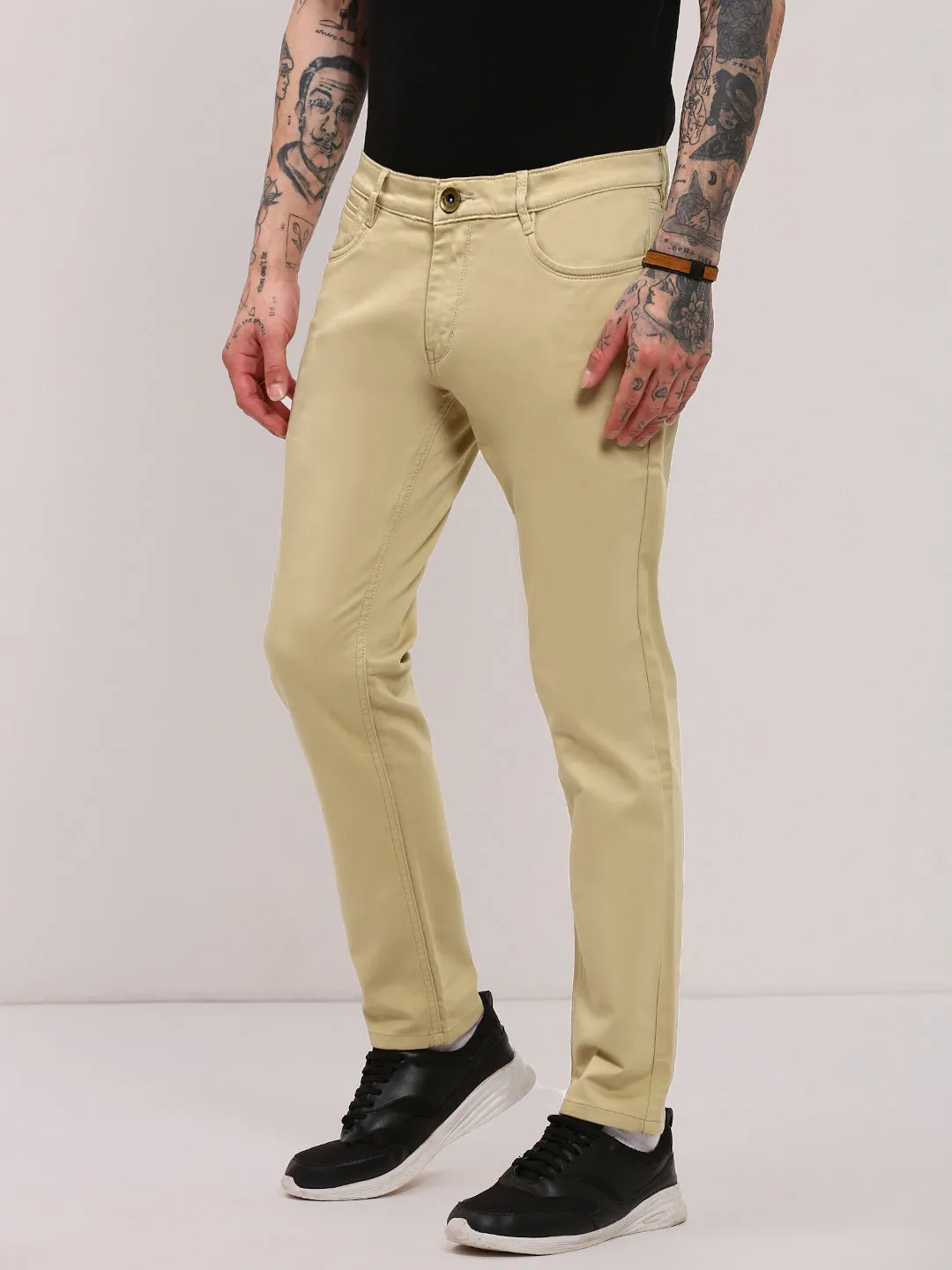 Men's Khaki Slim Fit Jeans Smooth Feel Reinforced Pockets