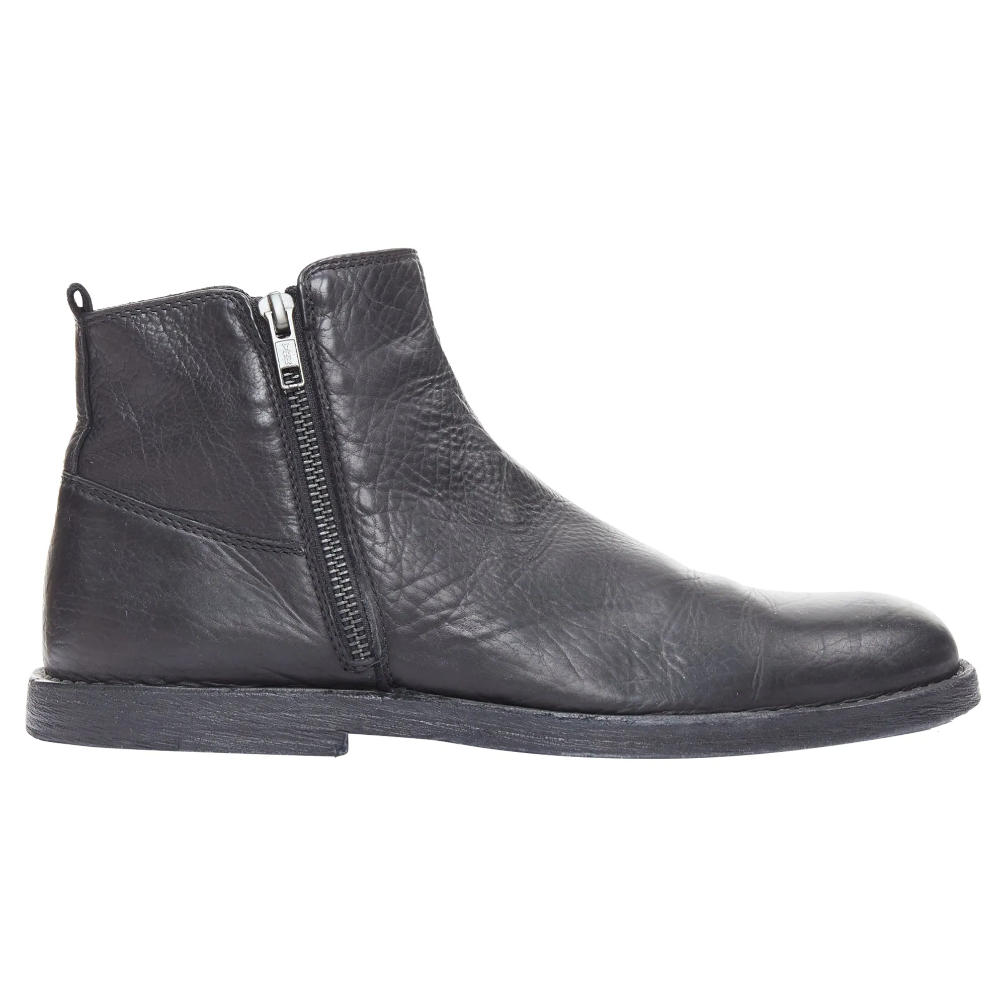 Embassy Event ANN DEMEULEMEESTER black leather double zip flat ankle boots EU40.5