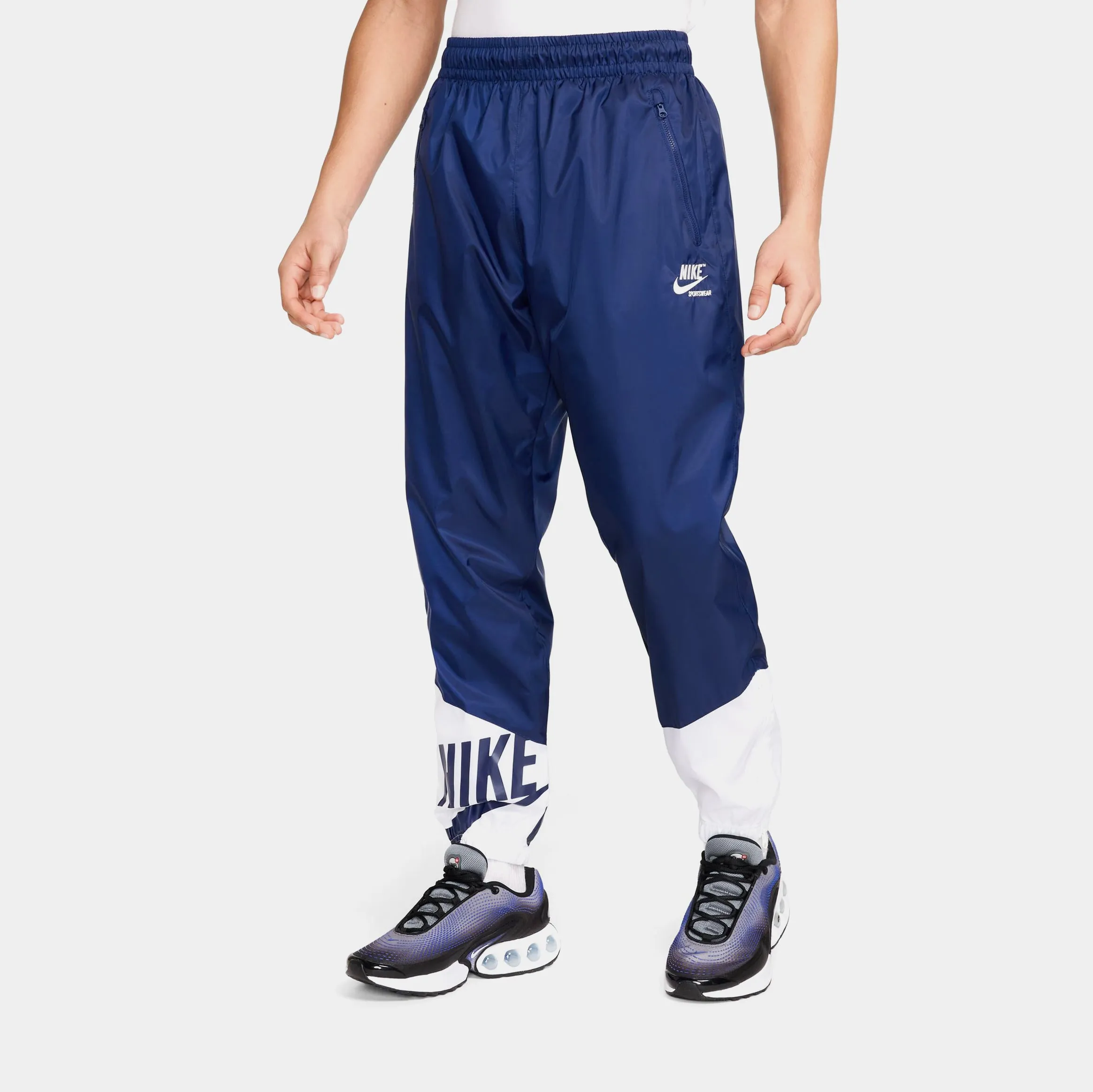 Sleek Cut Windrunner Lined Woven Mens Pants (Blue Void/White/Sail)