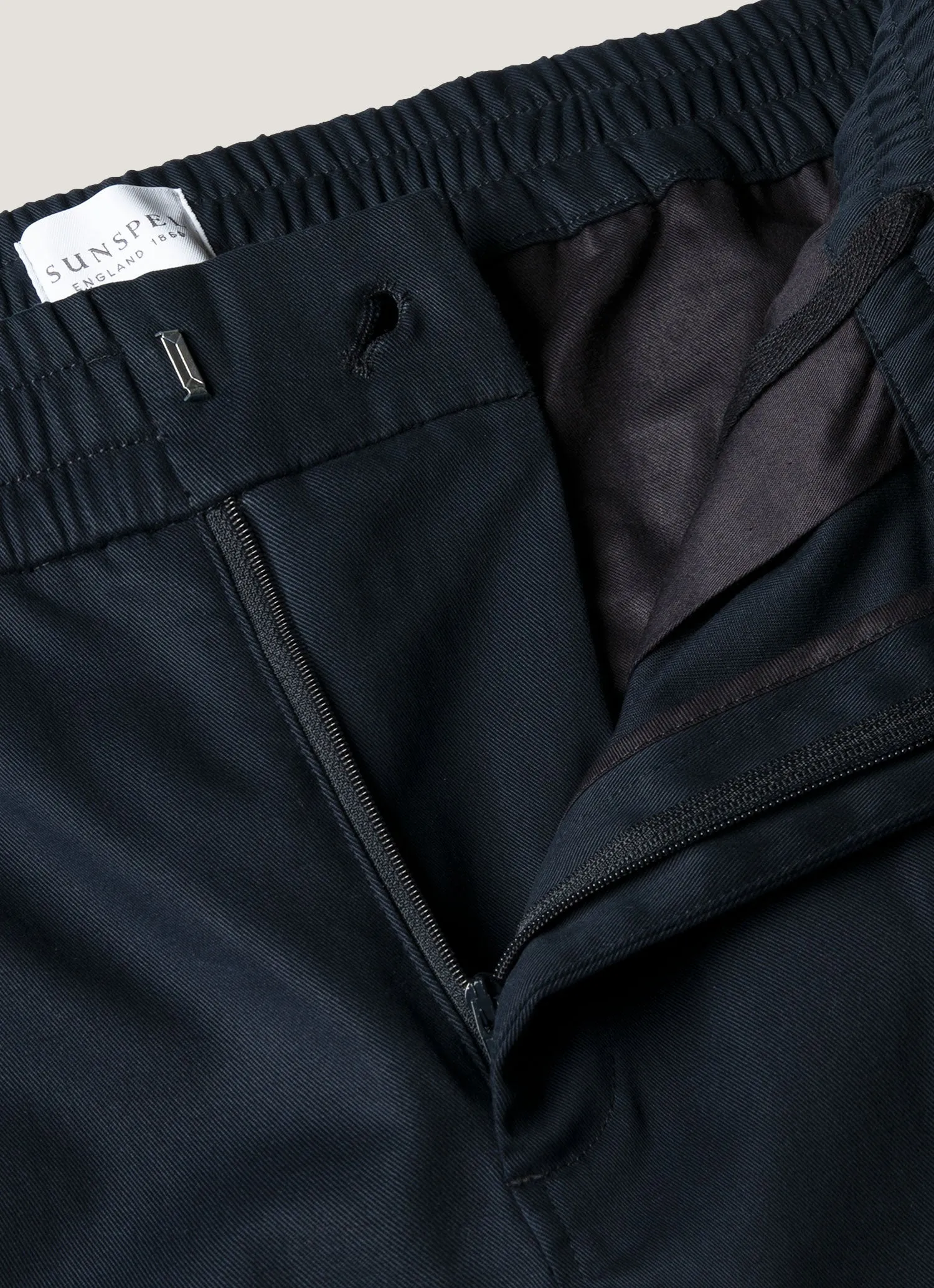 AdjustableWaistband Men's Cotton Cashmere Drawstring Trouser in Navy