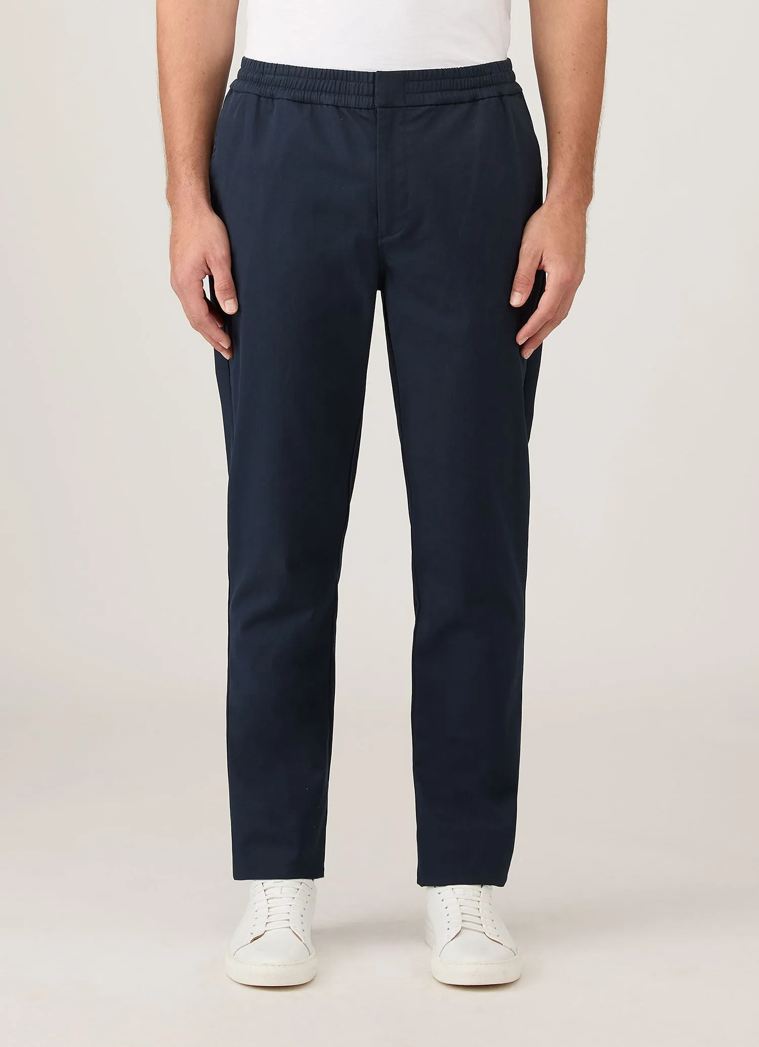 Men's Cotton Cashmere Drawstring Trouser in Navy Reflective Trim