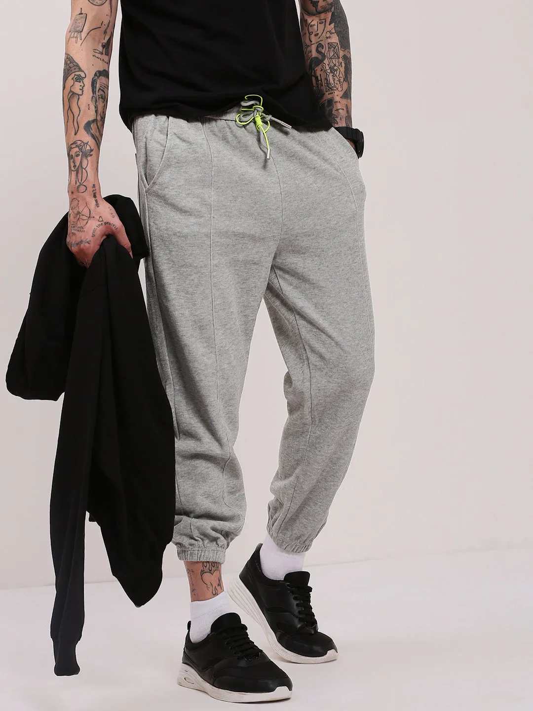 Men's Grey Solid Jogger Relaxed Design Wear
