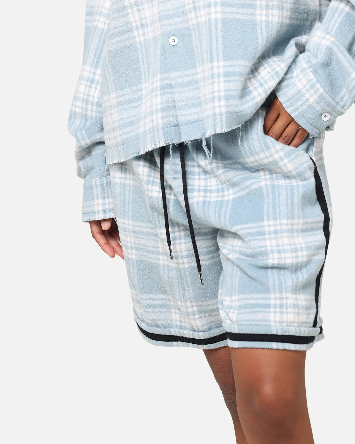 XXIII Plaid Ball Shorts Blue Chill Mood High Waist