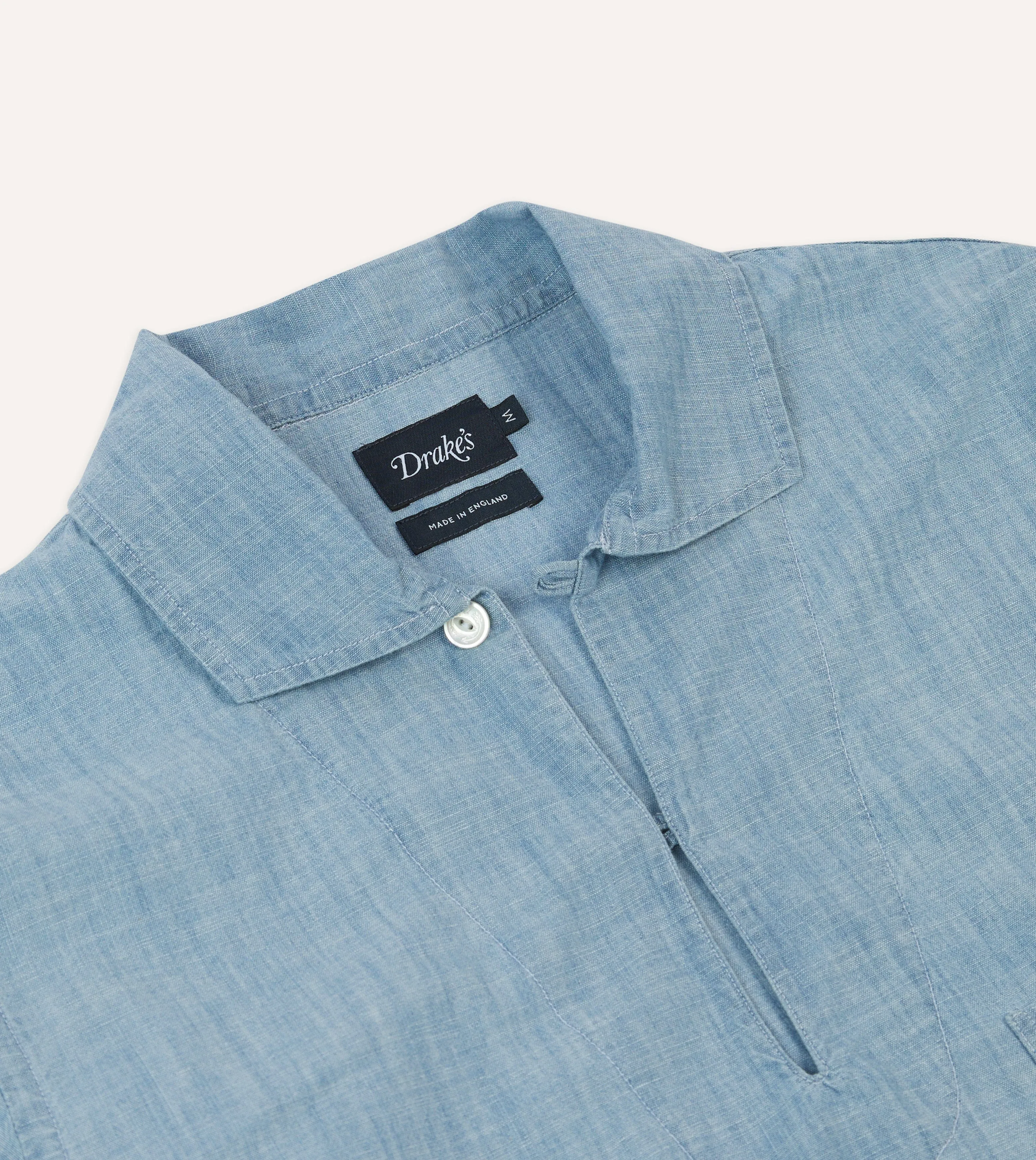 Stylish Everyday Wear Blue Chambray Smock