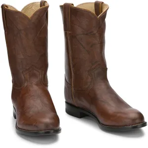 Men Justin Jackson Chestnut 10" Roper Boot Hunting Trip Rubber Tread Pattern