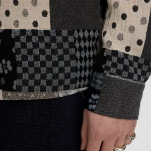 WaterResistantCoating Comfortable Urban Piece Akoscar Patchwork Overshirt (Cloud Blue)