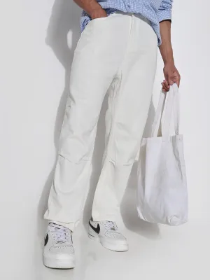 Men's White Straight Fit Jeans Ultra Basic UltraSoft Lining