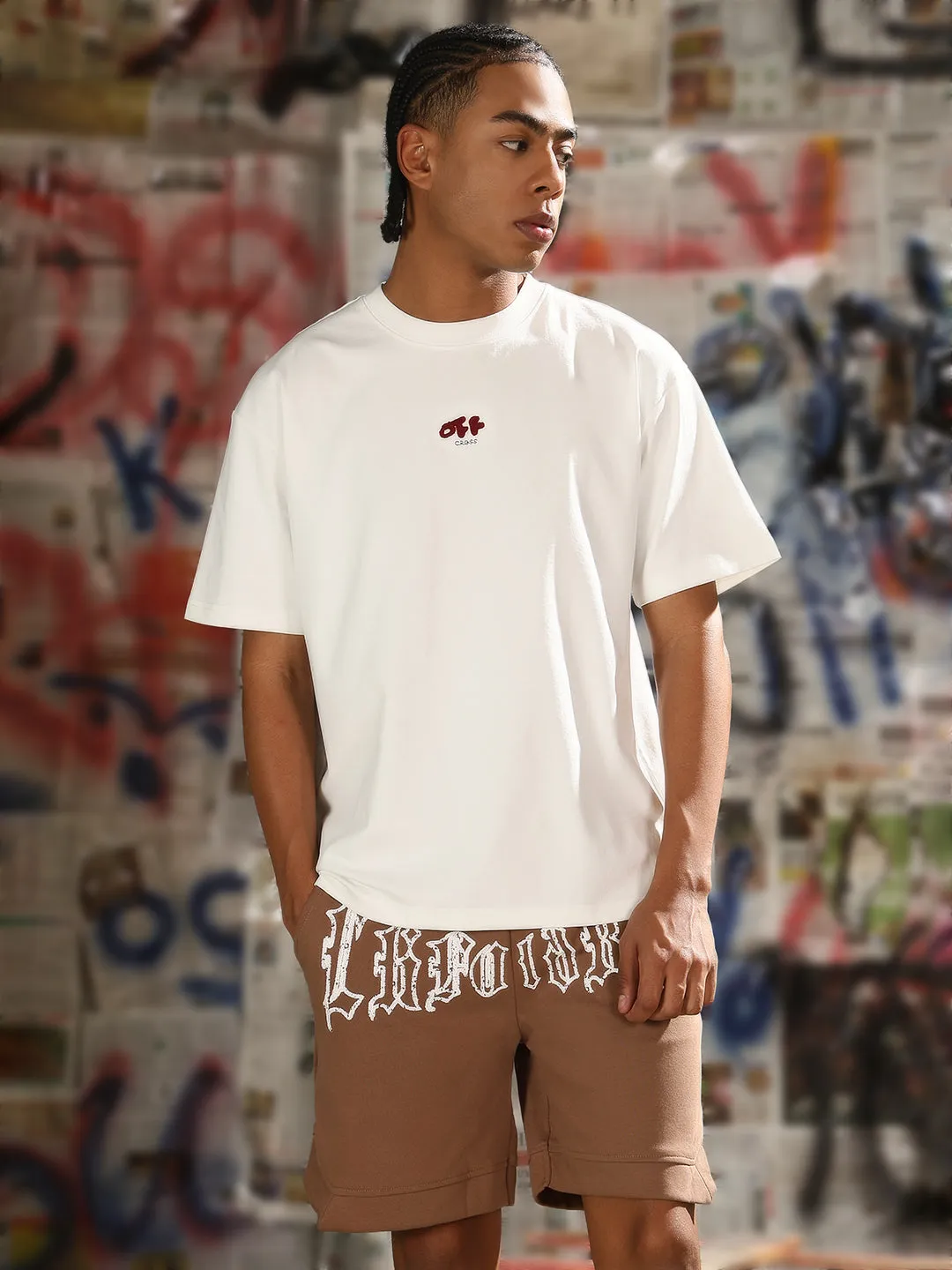 Commute Ease Stylish Layer Men's Casual White Typography Relaxed Fit T-Shirt