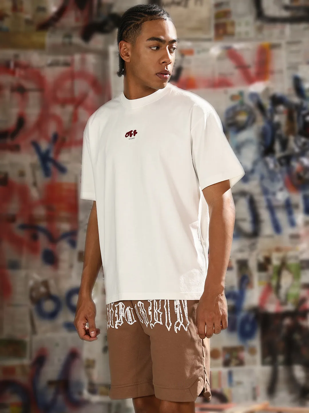 Men's Casual White Typography Relaxed Fit T-Shirt Timeless Fashion Glow Core