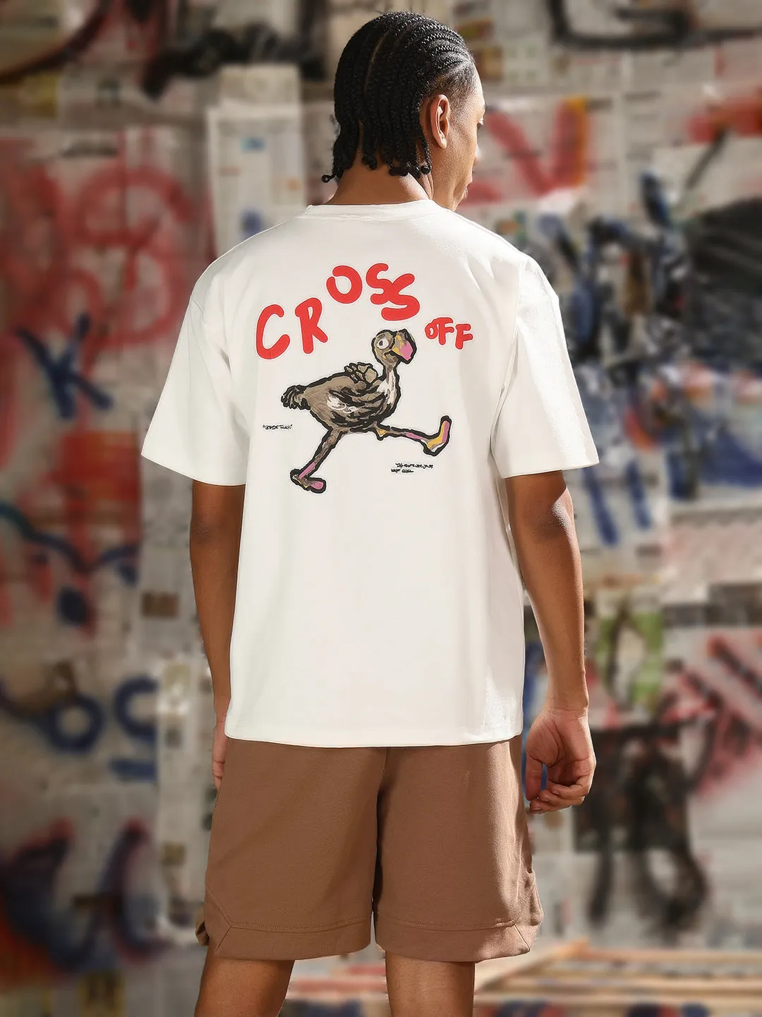 Men's Casual White Typography Relaxed Fit T-Shirt TearResistant ThermalRegulating Fabric