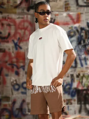 StaticFree Material Men's Casual White Typography Relaxed Fit T-Shirt