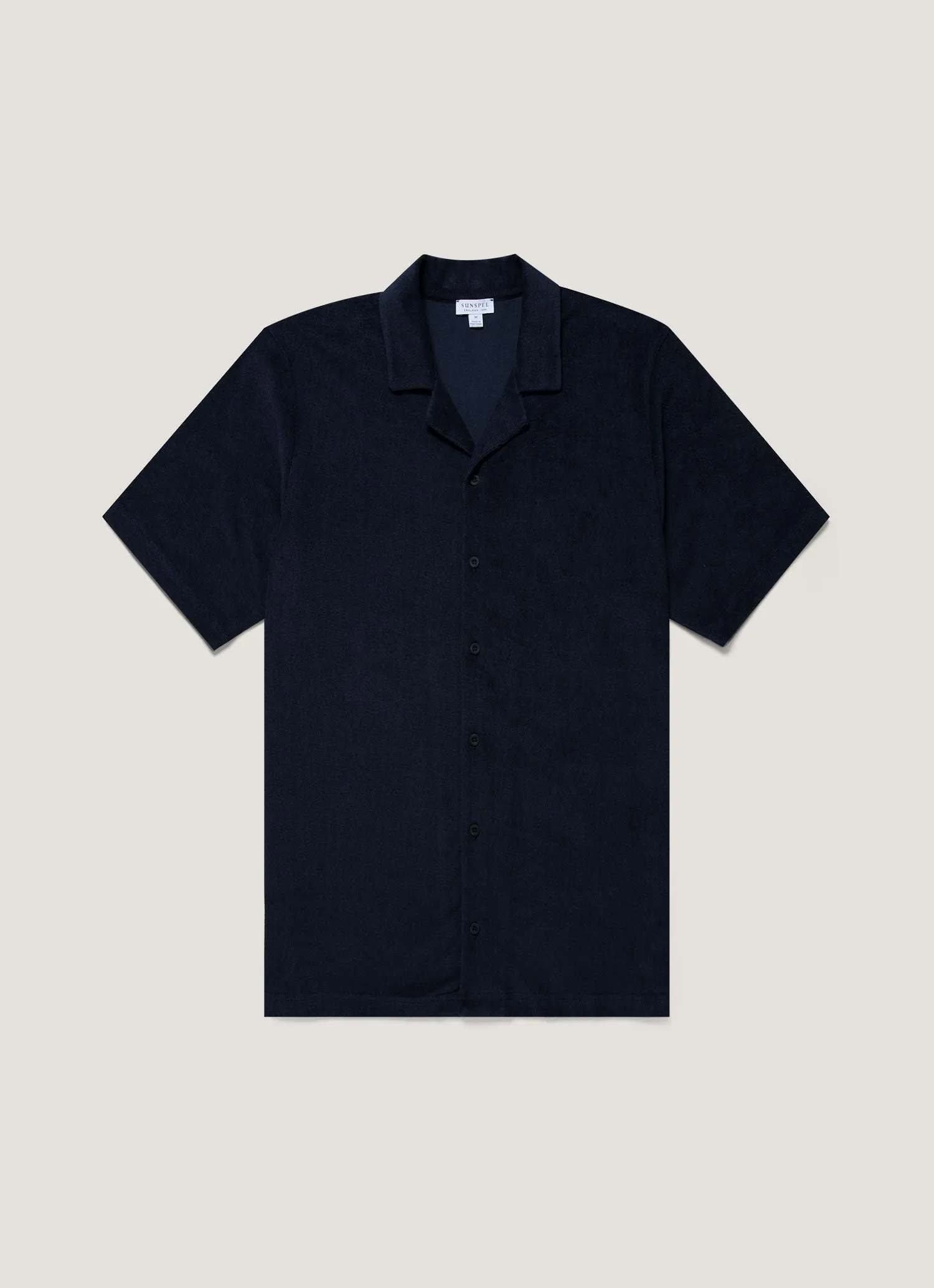 Easy Comfort Men's Towelling Camp Collar Shirt in Navy