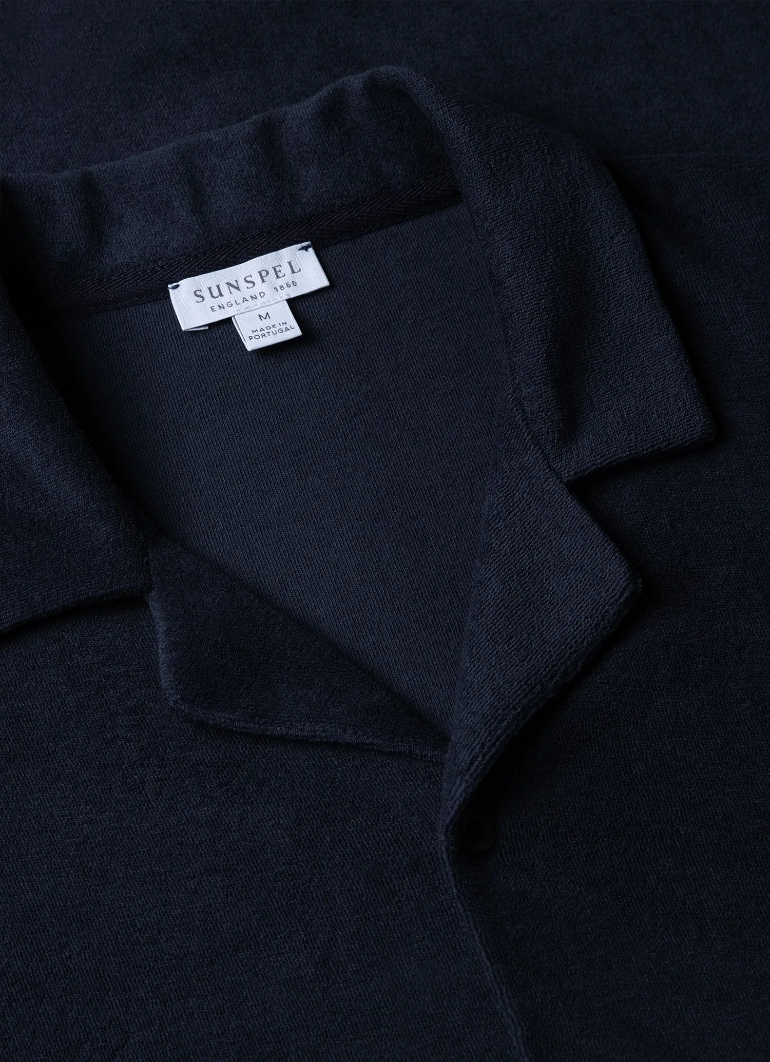 Minimalist fashion Men's Towelling Camp Collar Shirt in Navy