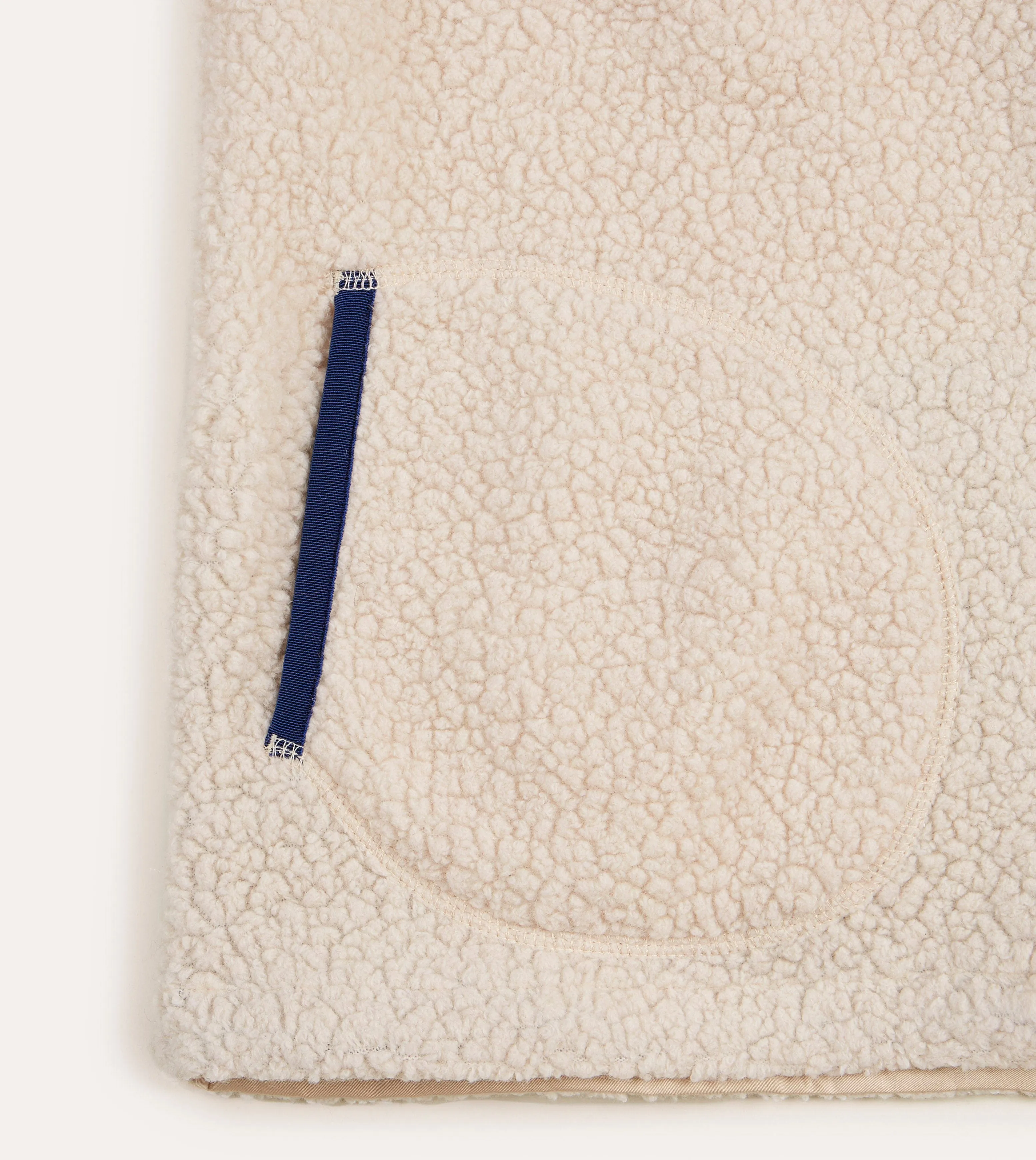 FadeResistant Print Compact Travel Friendly Ecru Boucle Wool Zip Fleece Vest