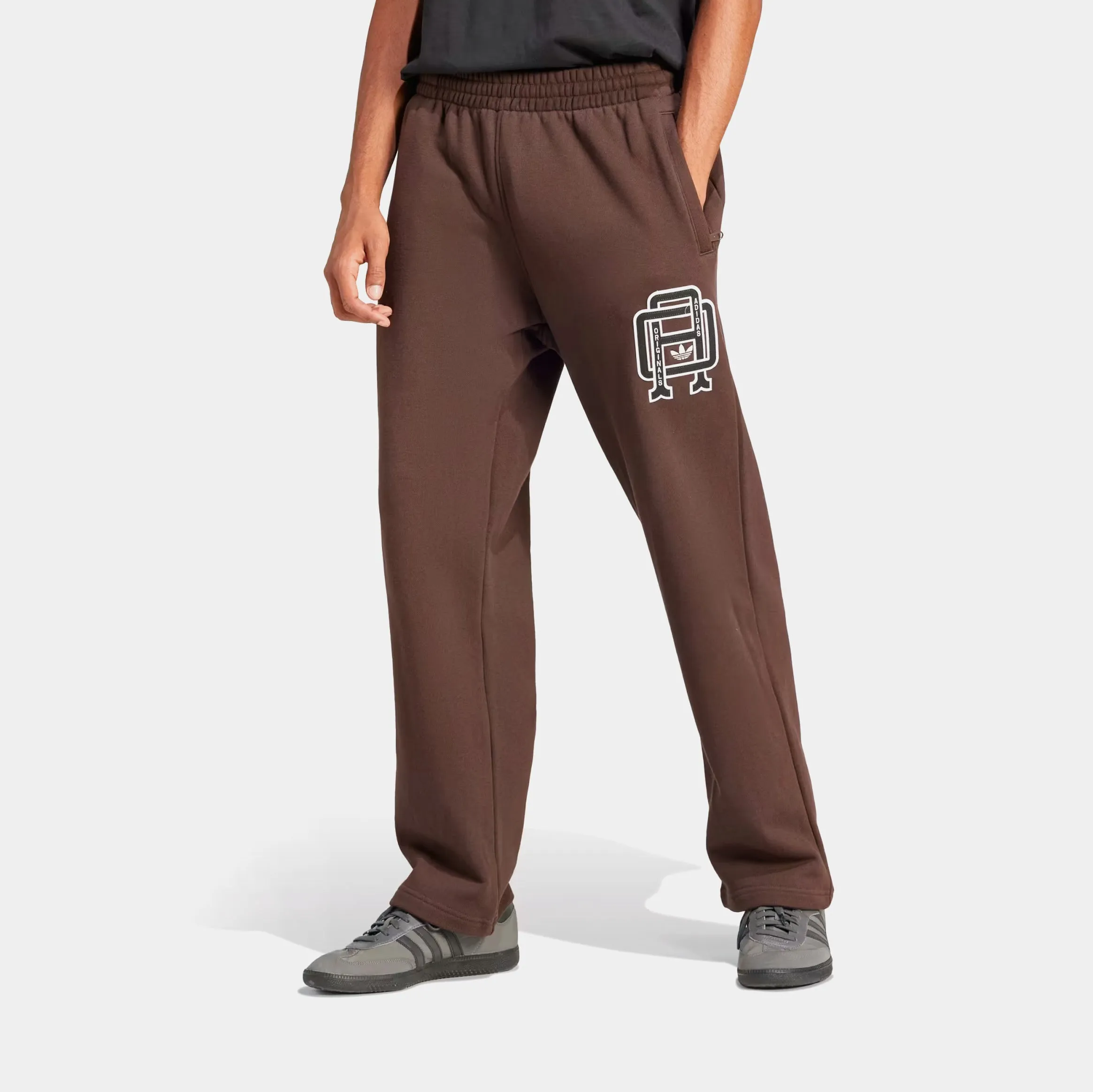 Slim Profile Sleek lines Varsity Essentials Pants Mens Sweatpants (Brown/White)