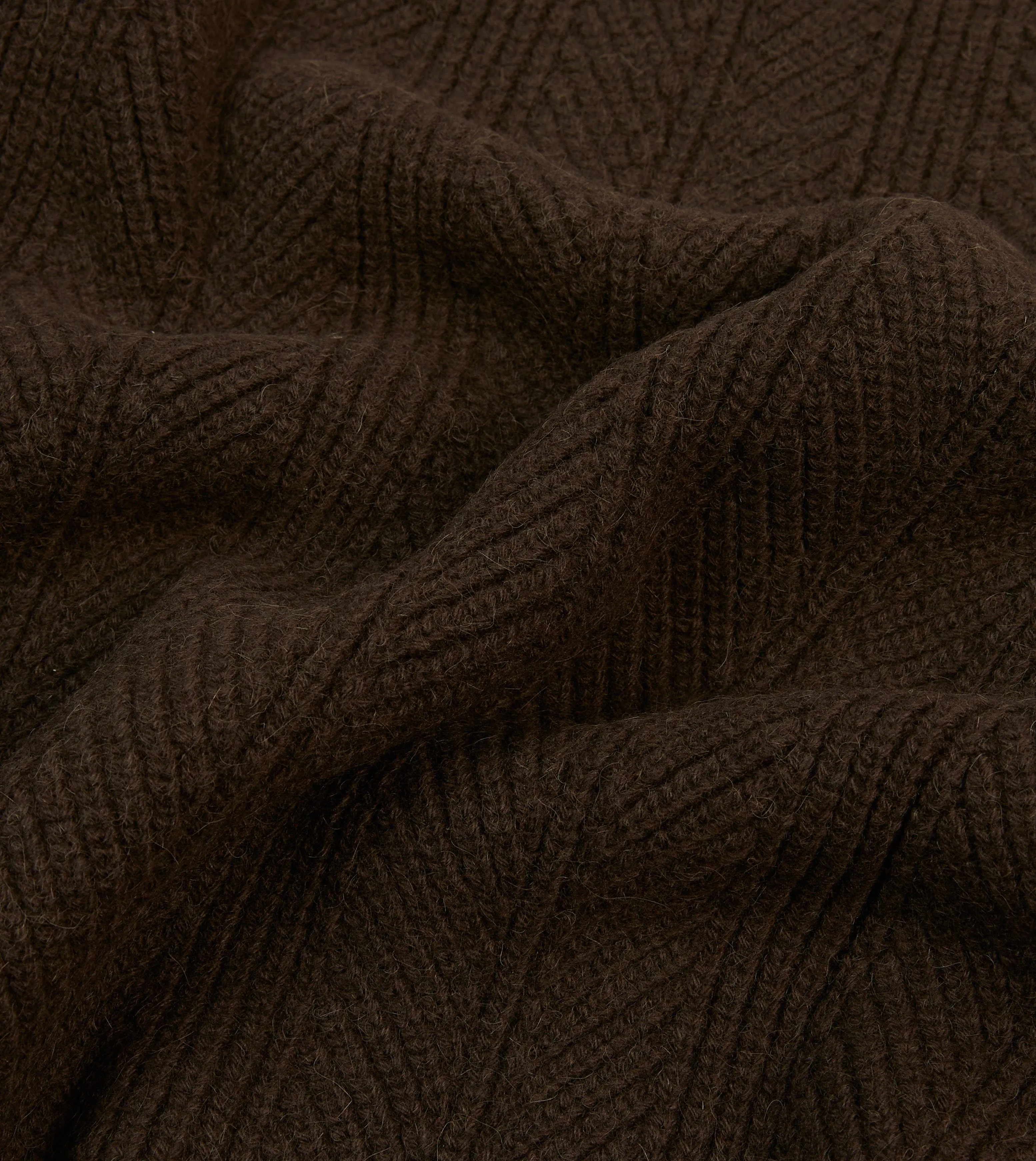 Brown Alpaca Lambswool Integral Collar Jumper AntiStatic Finish