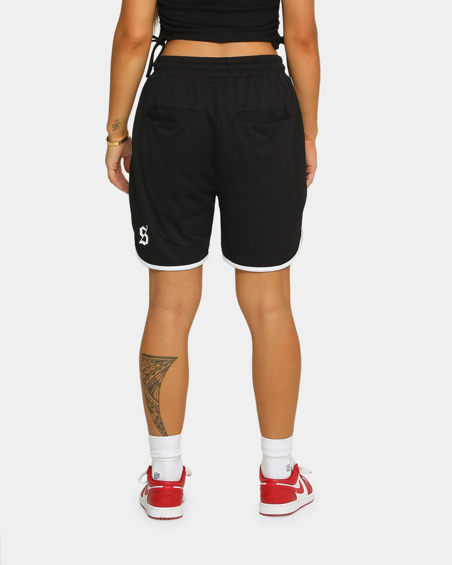 Comfort Cushion Wind Resistant Material Saint Morta Era Mesh Basketball Short Black/White