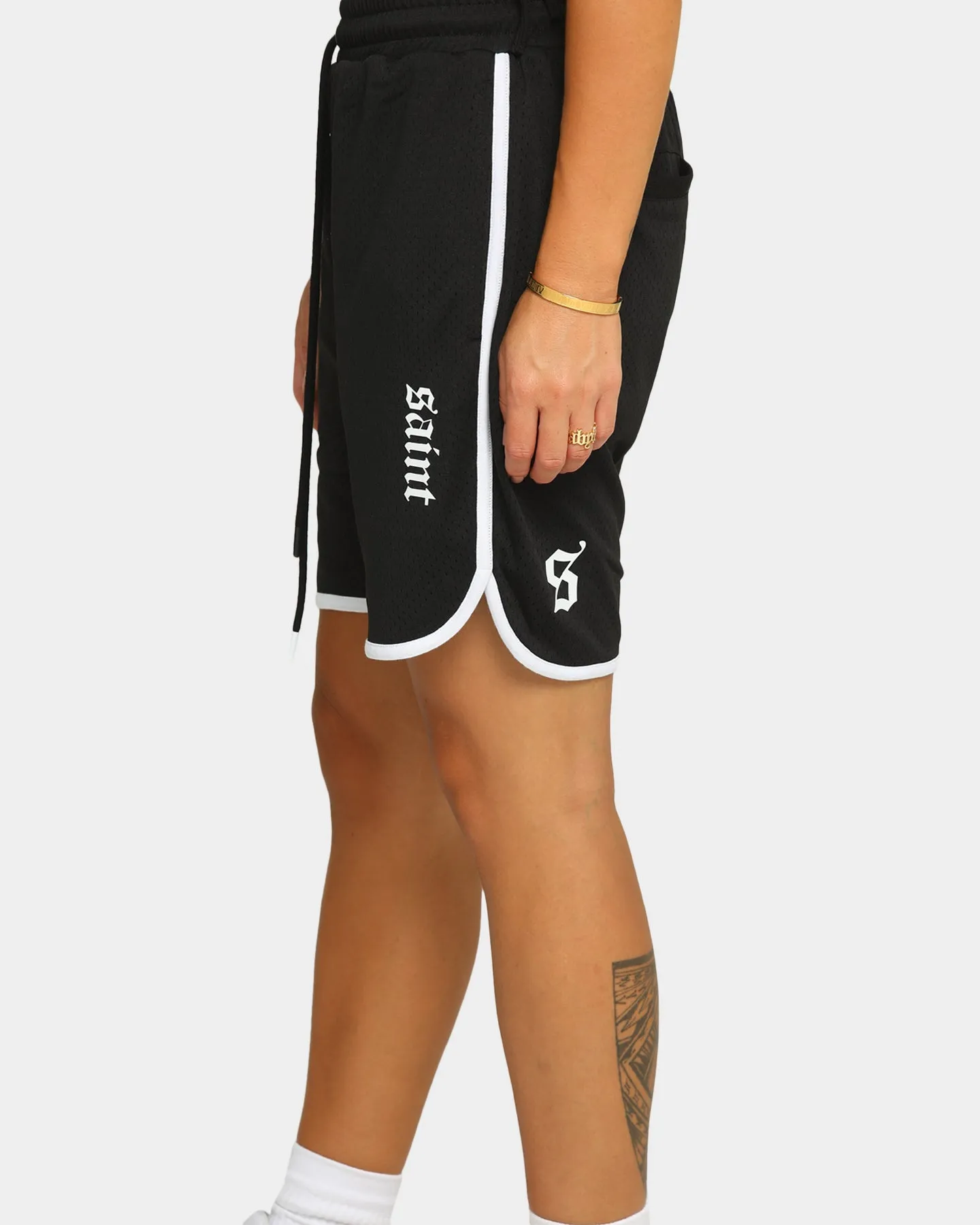 Saint Morta Era Mesh Basketball Short Black/White Low Profile Closure System