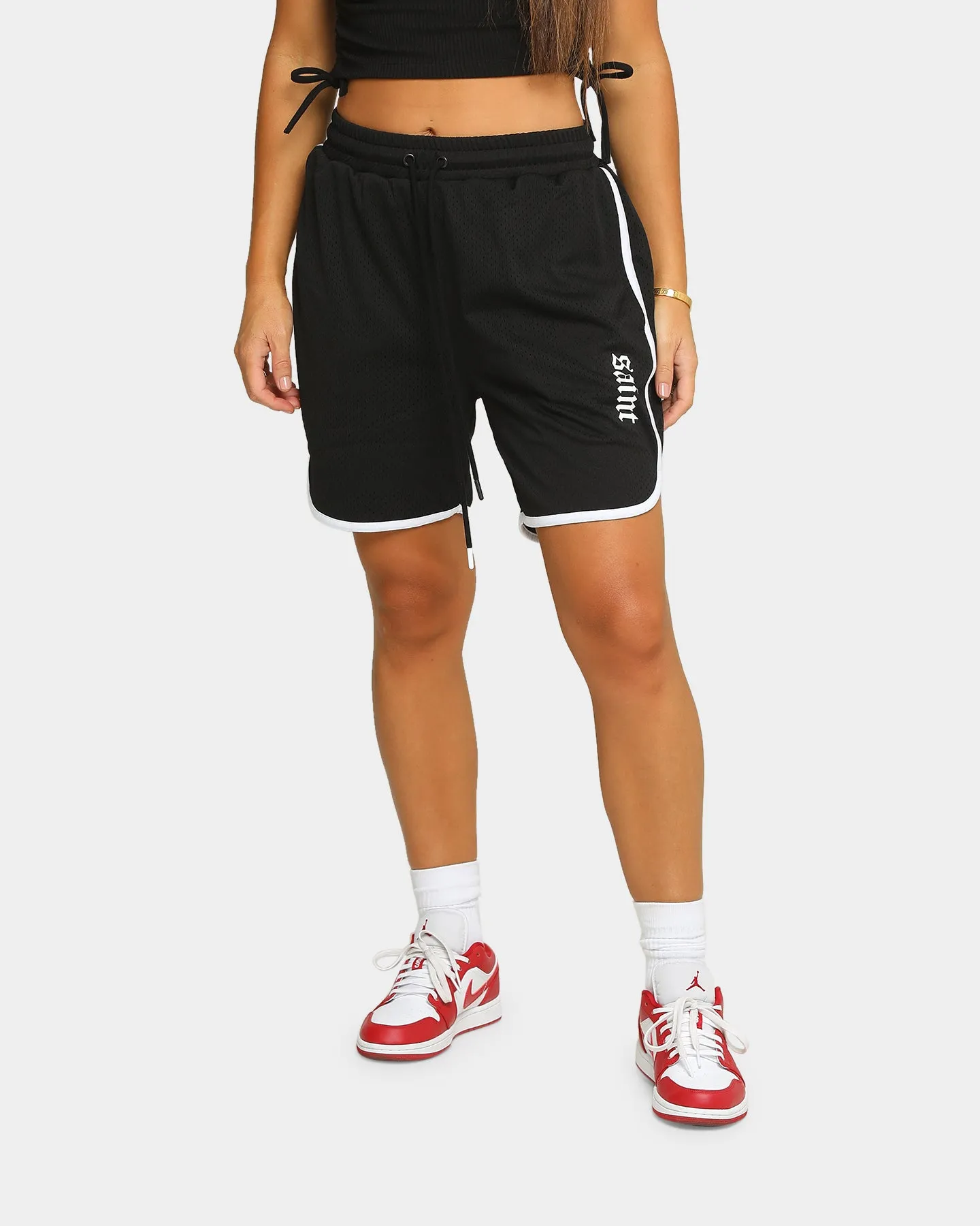 energetic look Saint Morta Era Mesh Basketball Short Black/White