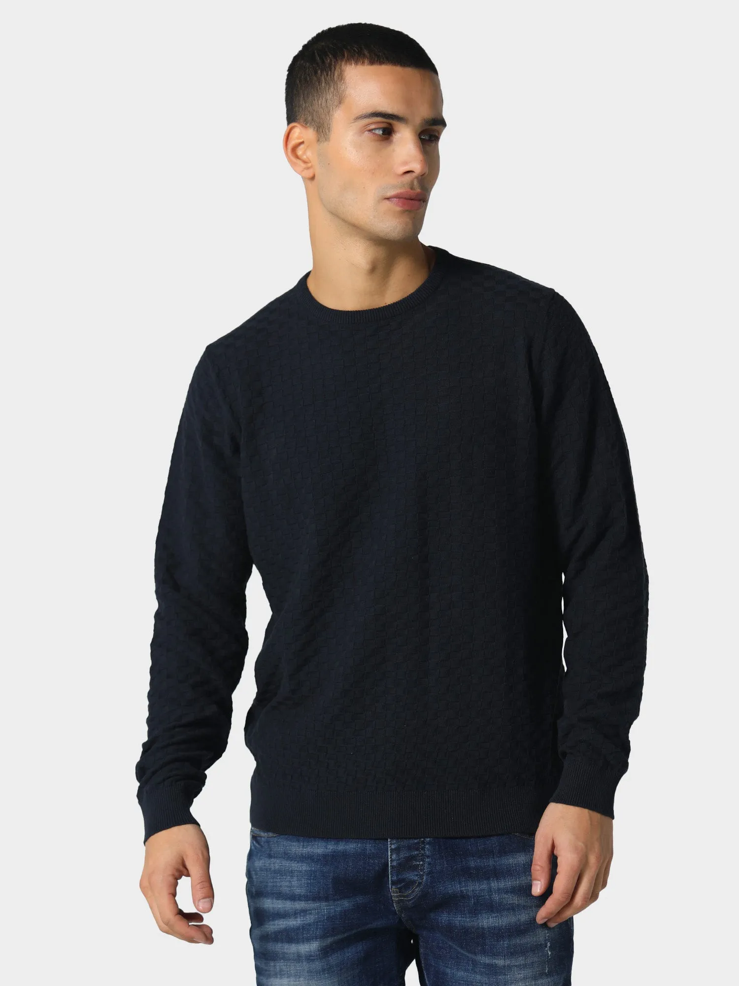 Delvin Navy Knitwear Street Comfort Non Chafing Fabric