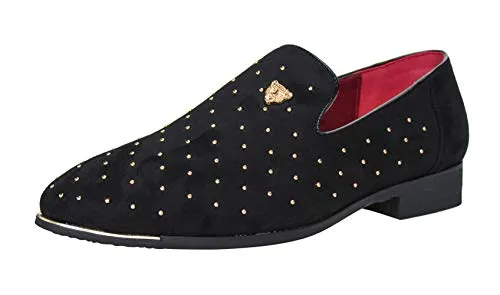 NXY Men's Pointed Toe Rivet Dress Shoes Glitter Loafers Plus Size Simple Slip-on Design flexible shoes