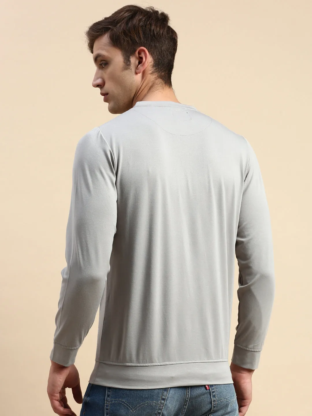 Easy to store Men's Grey Typography Printed Sweatshirt