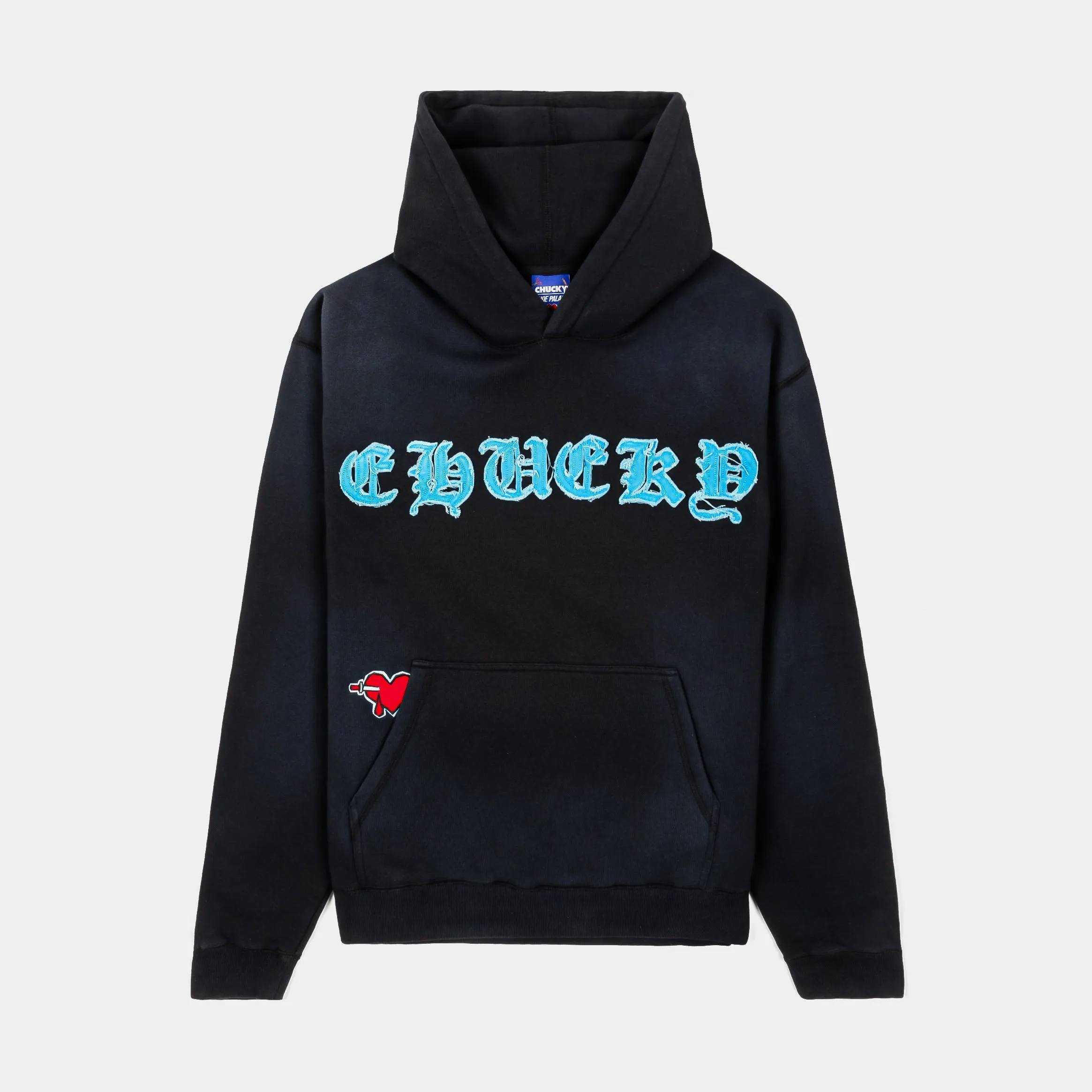 product shoe support product value for money SP x Chucky Heart Washed Pullover Mens Hoodie (Black/Blue)