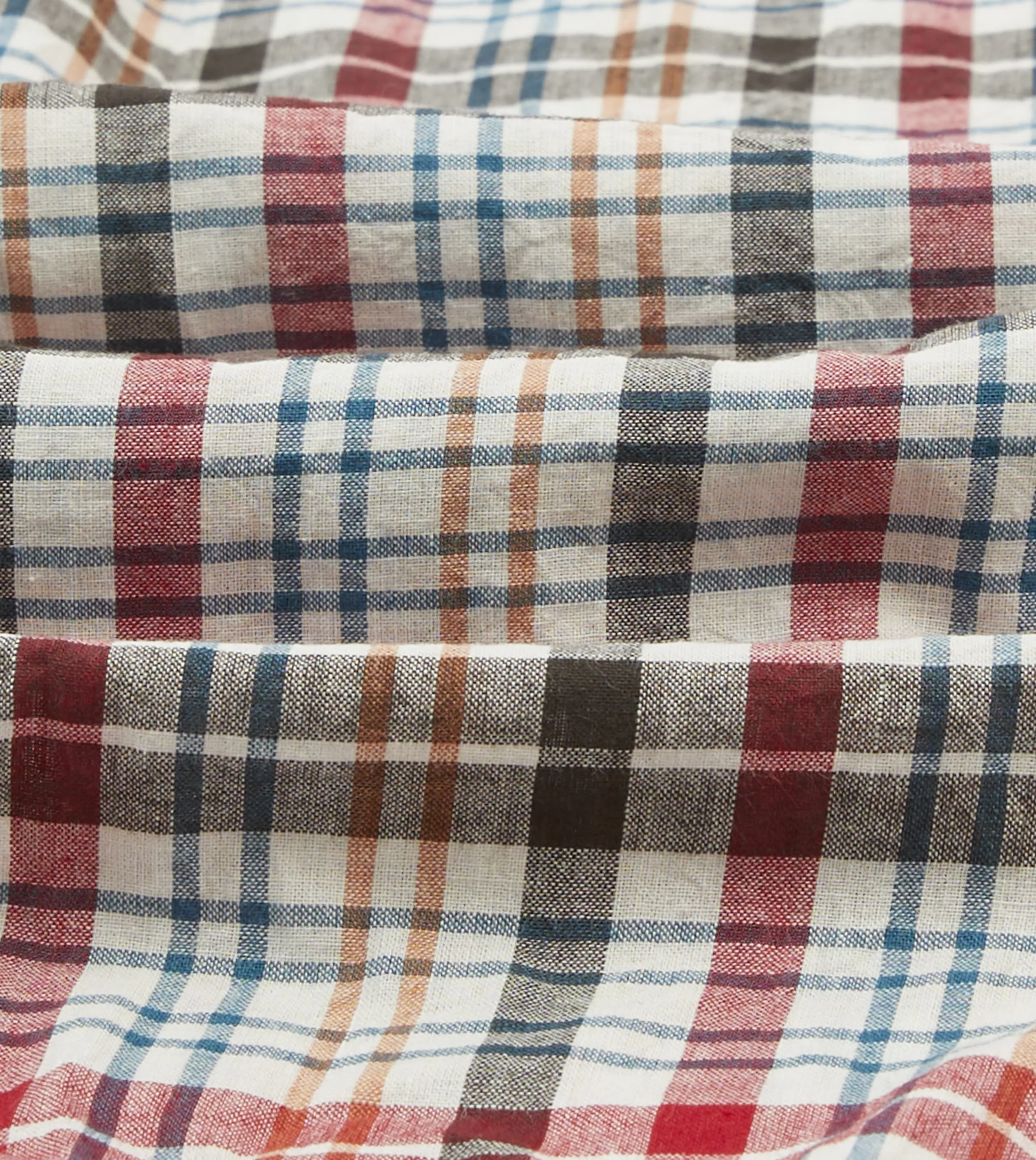 Red and Black Madras Check Cotton Button-Down Shirt UV Protection Fabric Comfortable All Day Wear