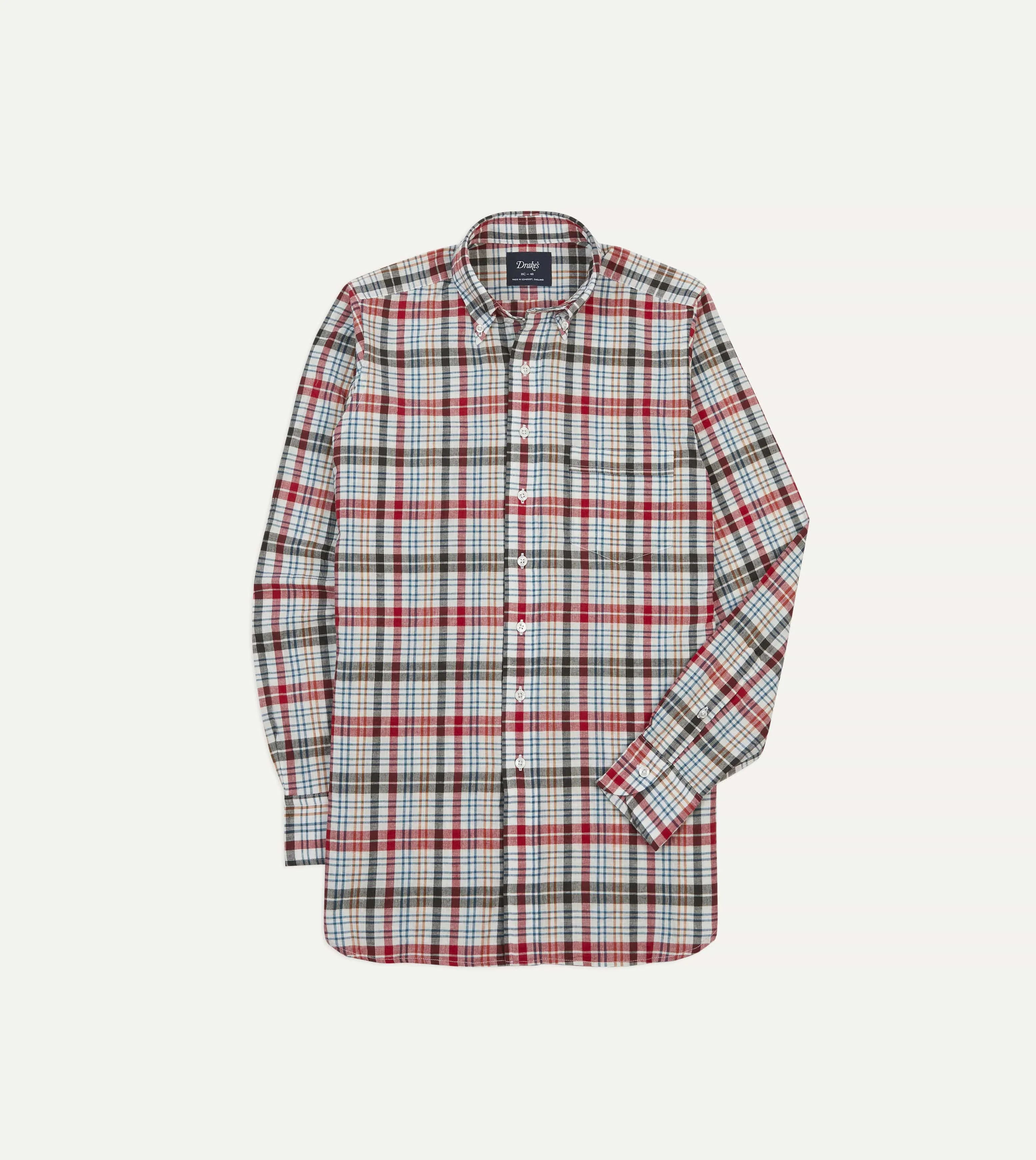 Printed uniqueness Red and Black Madras Check Cotton Button-Down Shirt