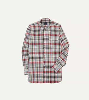 Printed uniqueness Red and Black Madras Check Cotton Button-Down Shirt