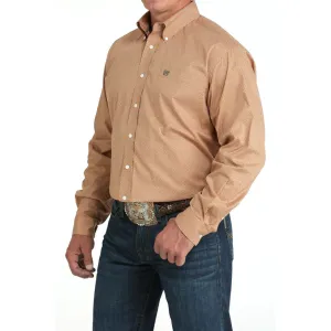 Cinch Men's L/S Classic Fit Geometric Button Down Western Shirt in Light Brown Trendy