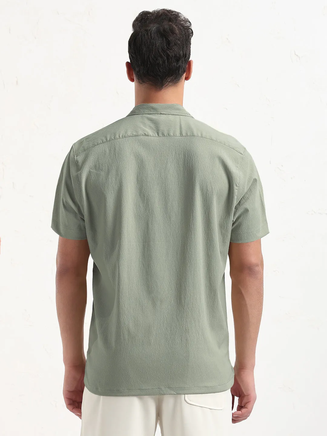 Men's Grey Cuban Collar Relaxed Fit Shirt ButterySoftTexture NoIrritationSeams