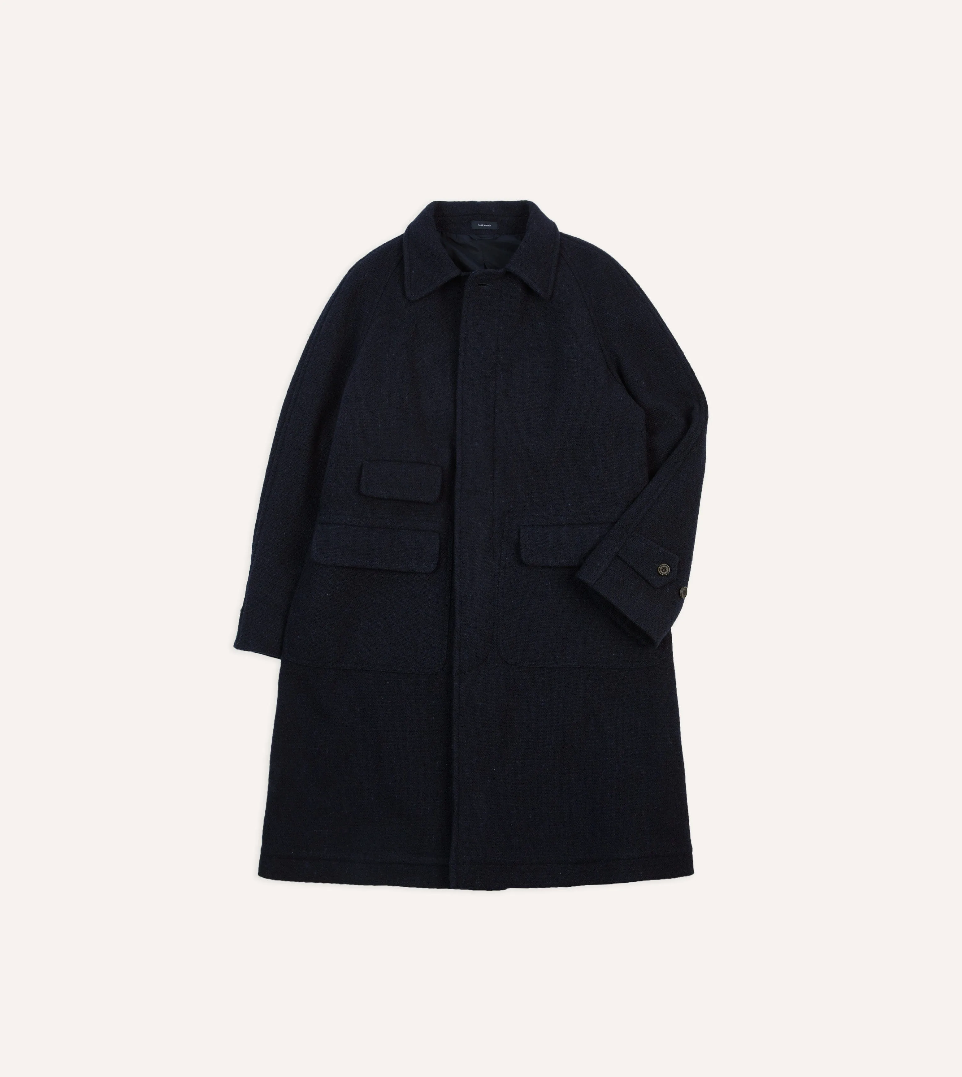 City Commuter Navy Donegal Wool Raglan Coat