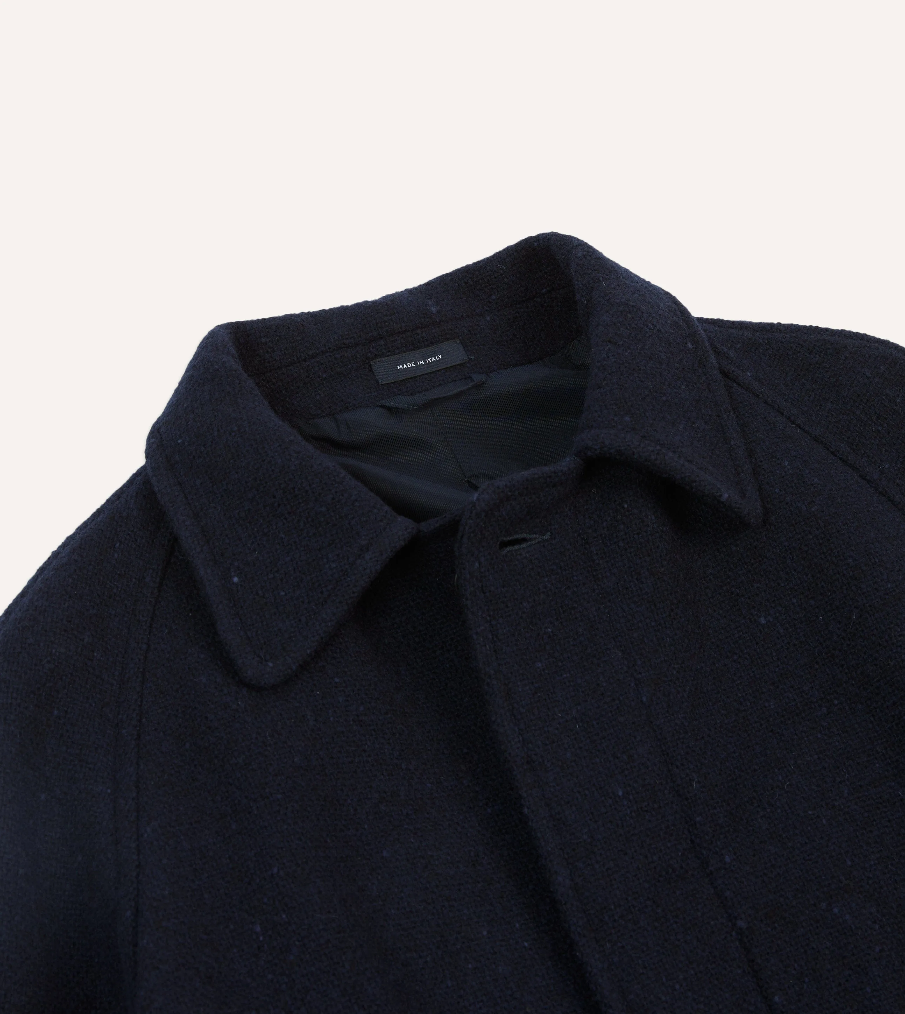 Odor control Navy Donegal Wool Raglan Coat
